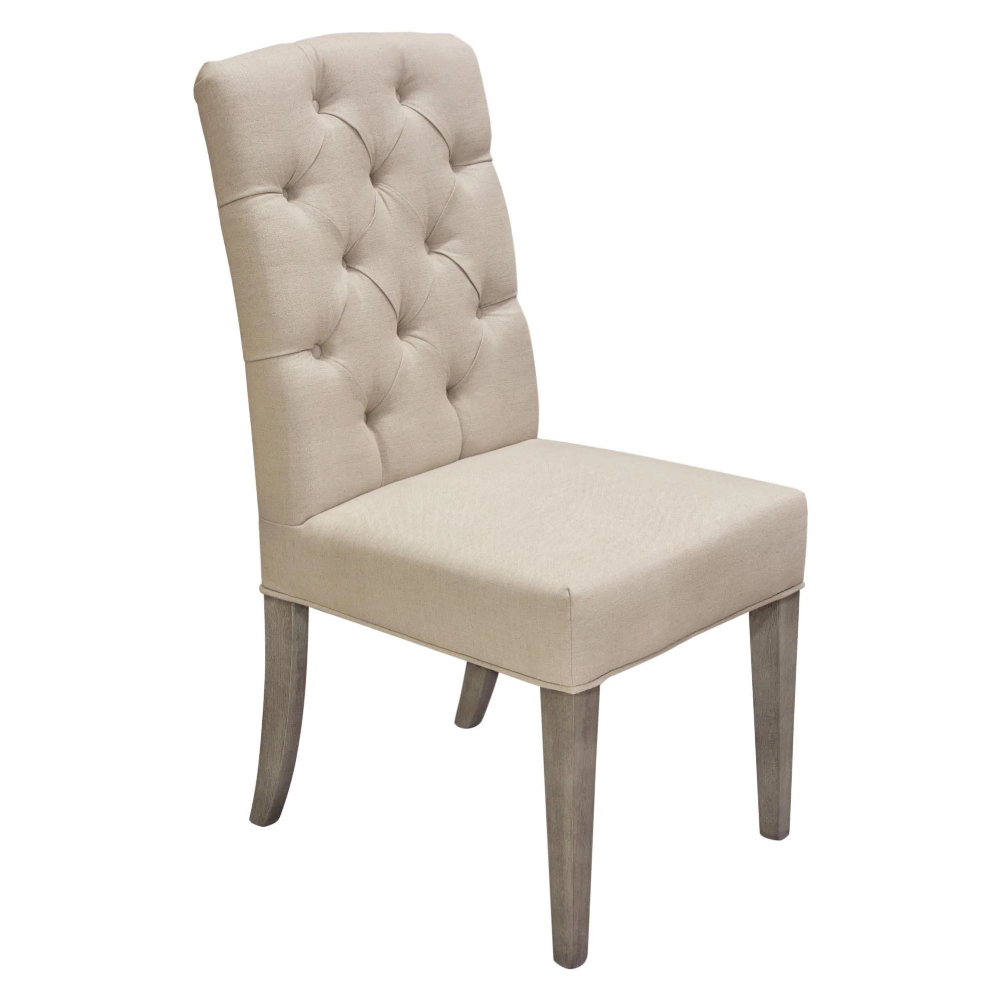 Set of Two Napa Tufted Dining Side Chairs in Sand Linen Fabric with Wood Legs in Grey Oak Finish by Diamond Sofa - Image 6
