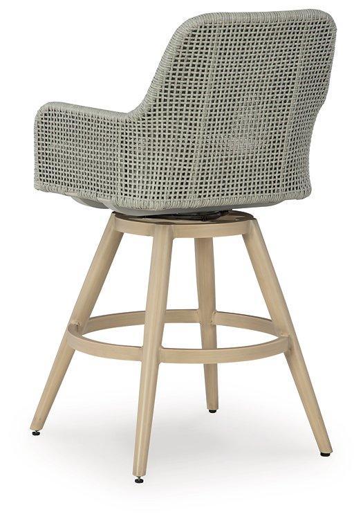 Seton Creek Outdoor Bar Height Barstool with Cushion (Set of 2) - Image 8