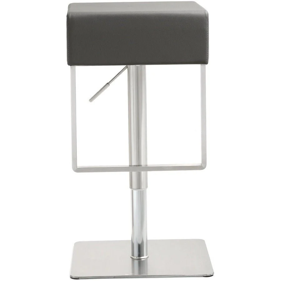 Seville Grey Performance Vegan Leather and Stainless Steel Adjustable Barstool - Image 2