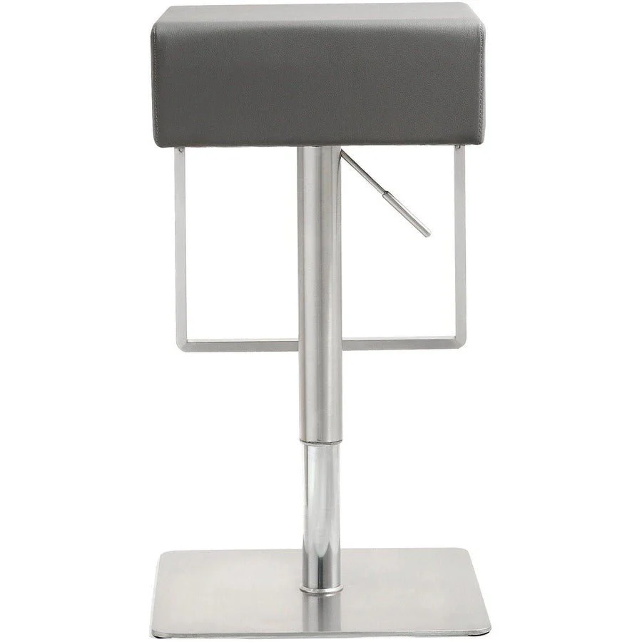 Seville Grey Performance Vegan Leather and Stainless Steel Adjustable Barstool - Image 4