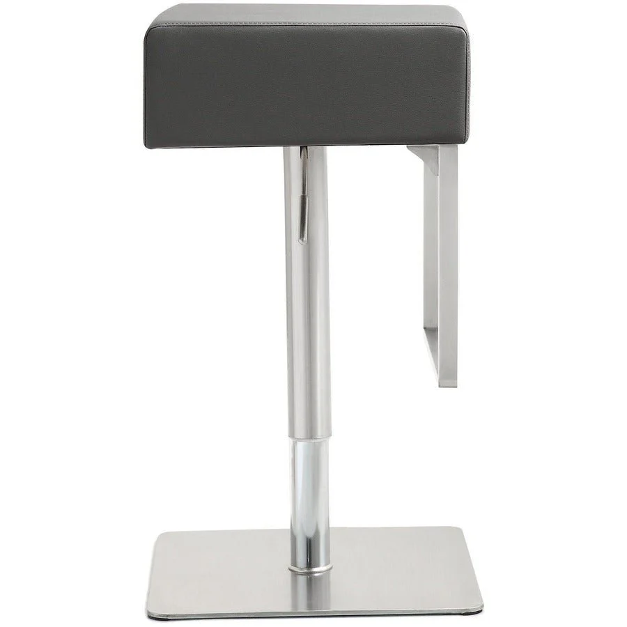 Seville Grey Performance Vegan Leather and Stainless Steel Adjustable Barstool - Image 5