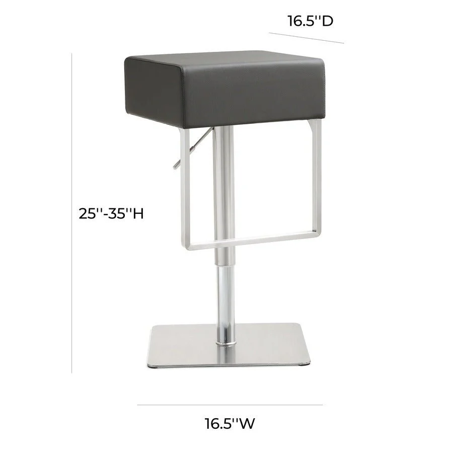 Seville Grey Performance Vegan Leather and Stainless Steel Adjustable Barstool - Image 9