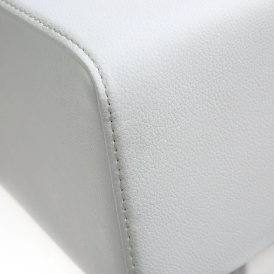 Seville White Performance Vegan Leather and Stainless Steel Adjustable Barstool - Image 6
