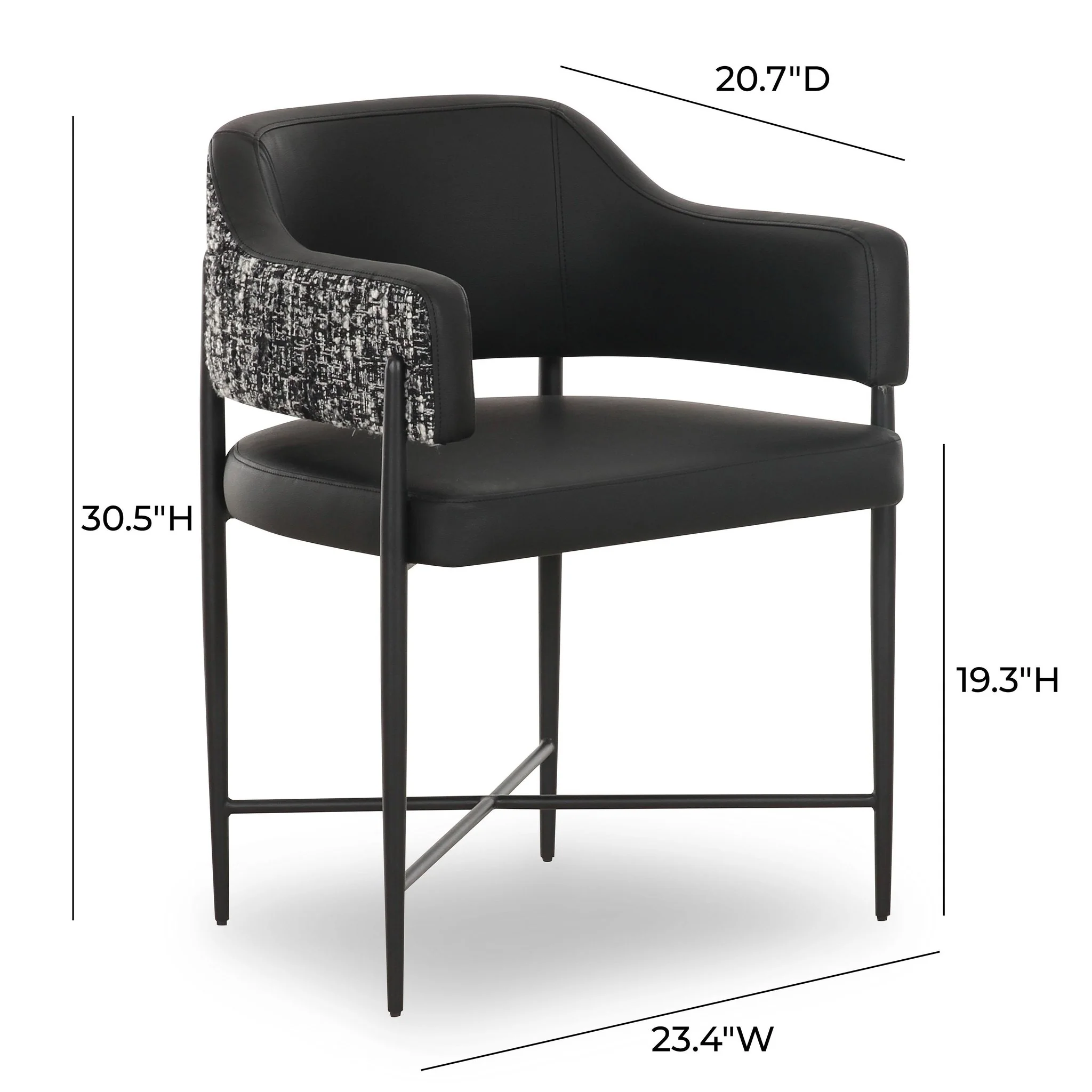 Sezanne Black Vegan Leather 2-Tone Dining Chair - Image 6