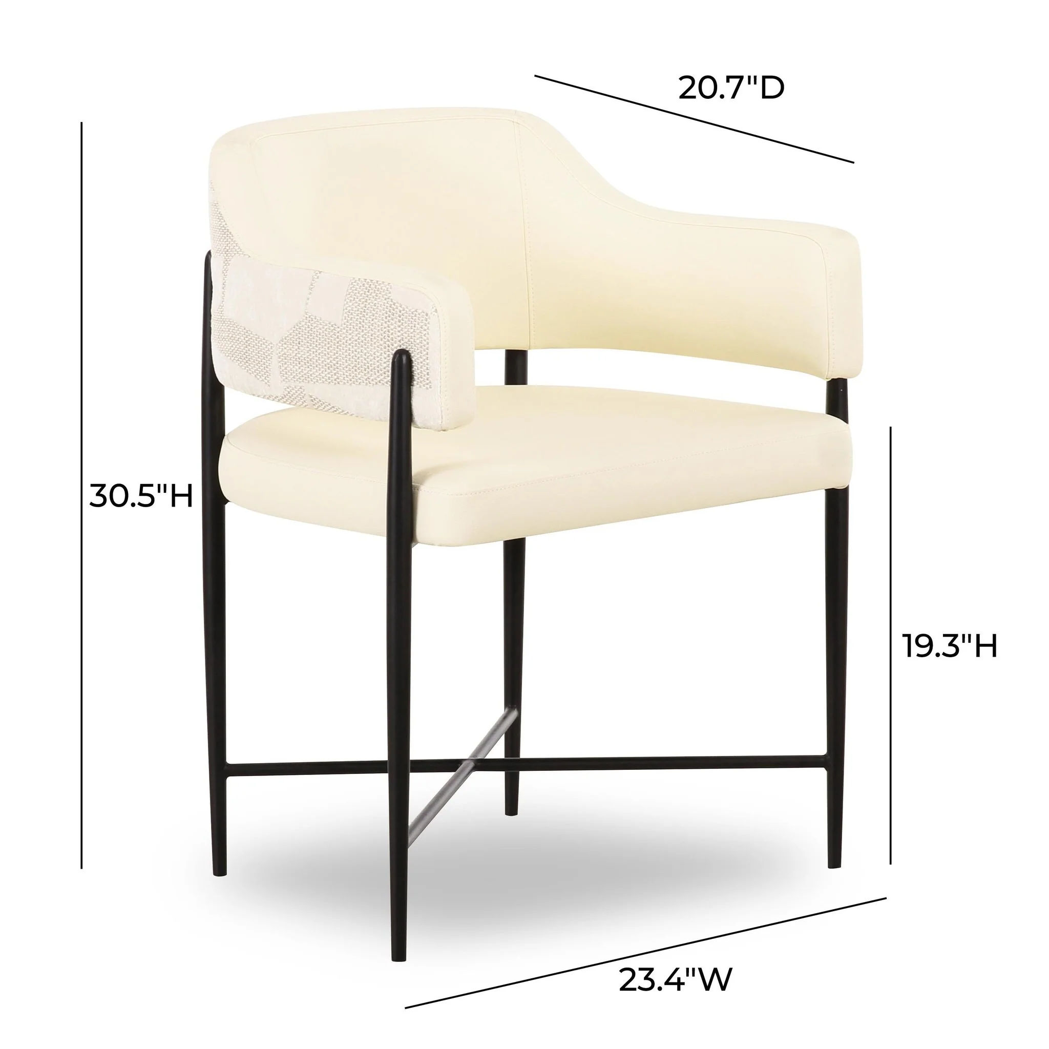 Sezanne Cream Vegan Leather and 2-Tone Jacquard Dining Chair - Image 6
