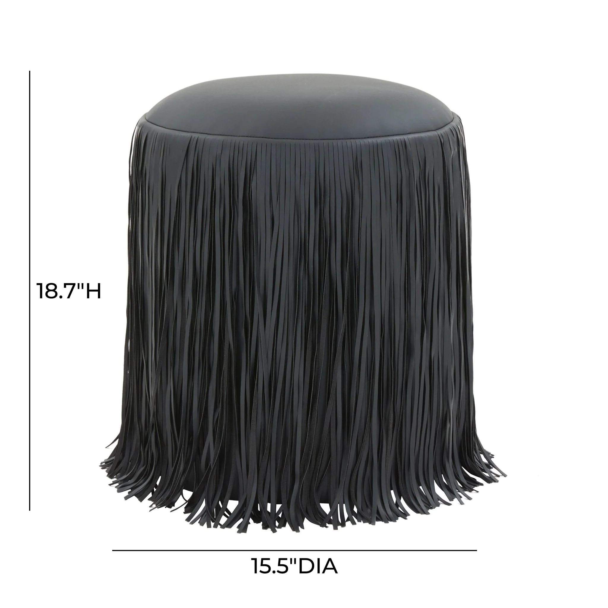 Shag Me Black Performance Vegan Leather Ottoman - Image 5
