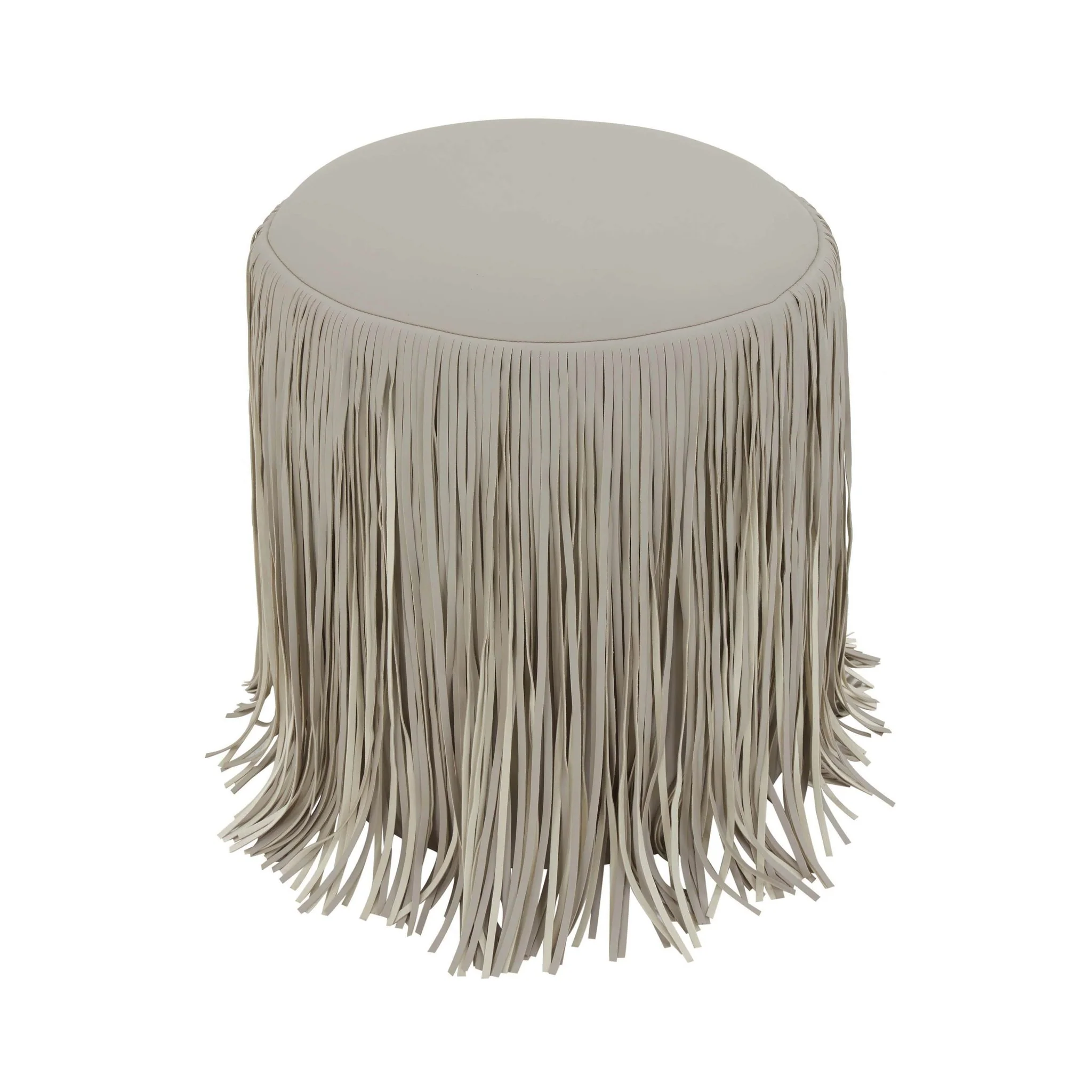 Shag Me Grey Performance Vegan Leather Ottoman - Image 3