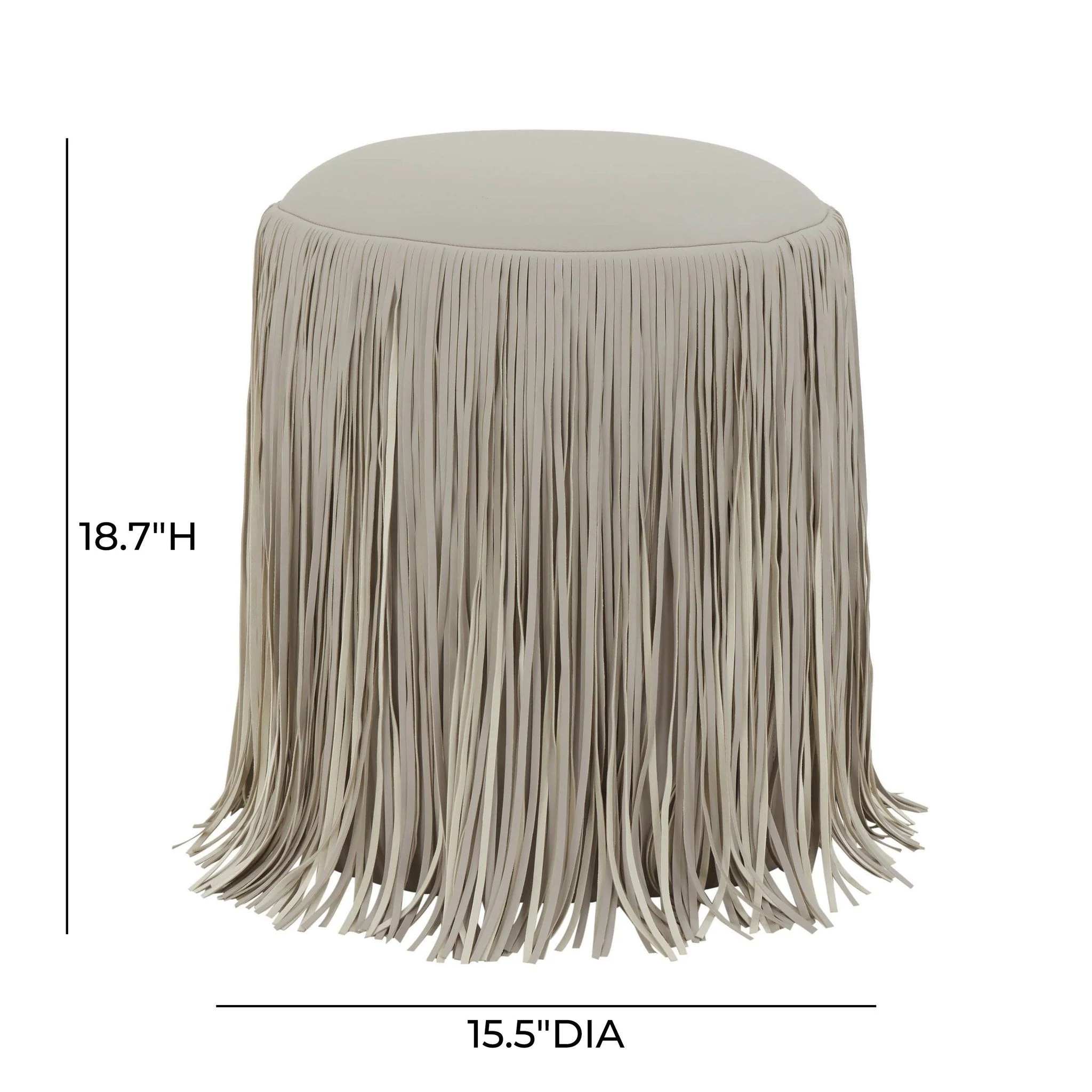 Shag Me Grey Performance Vegan Leather Ottoman - Image 5