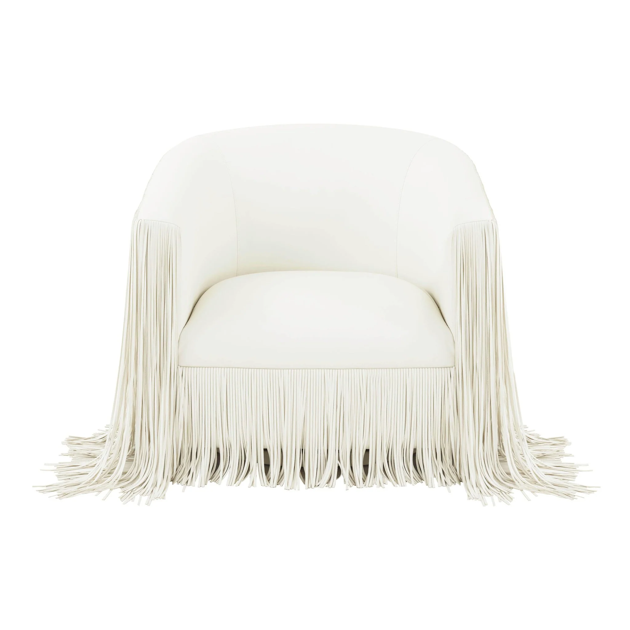 Shag Me Ivory Performance Vegan Leather Swivel Chair - Image 3