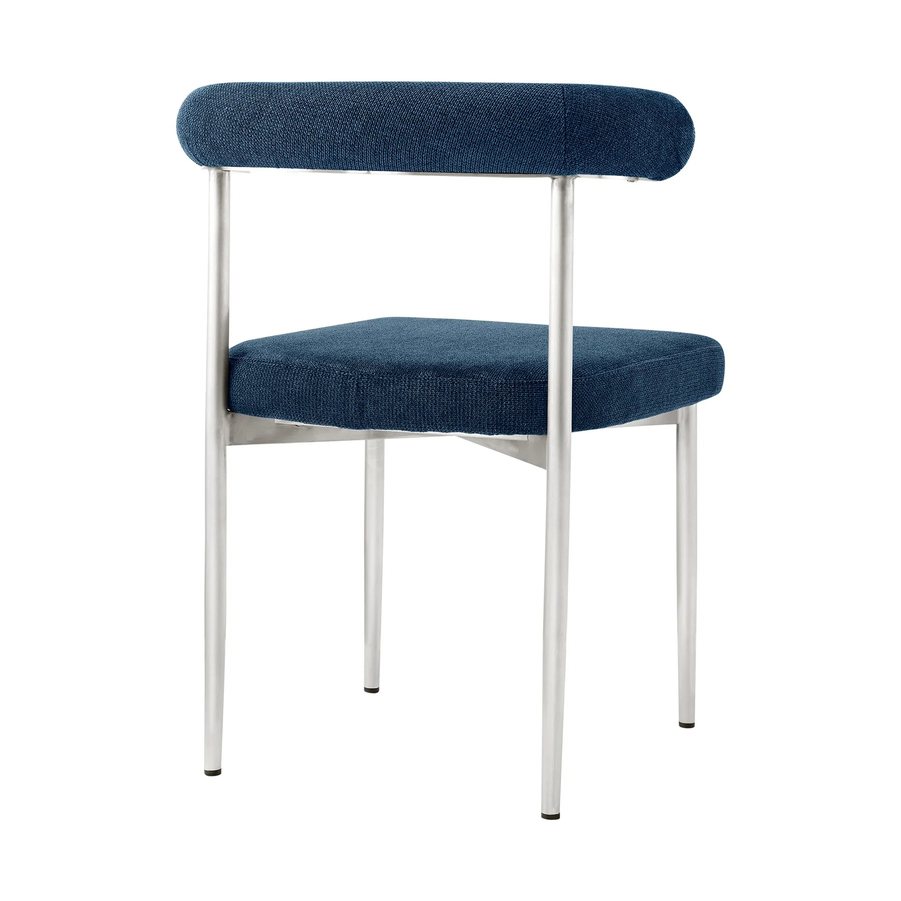 Shannon Dining Chair with Brushed Stainless Steel and Blue Fabric - Set of 2 - Image 4