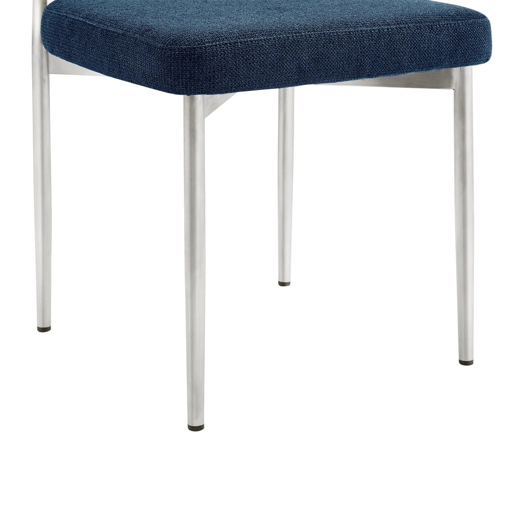 Shannon Dining Chair with Brushed Stainless Steel and Blue Fabric - Set of 2 - Image 9