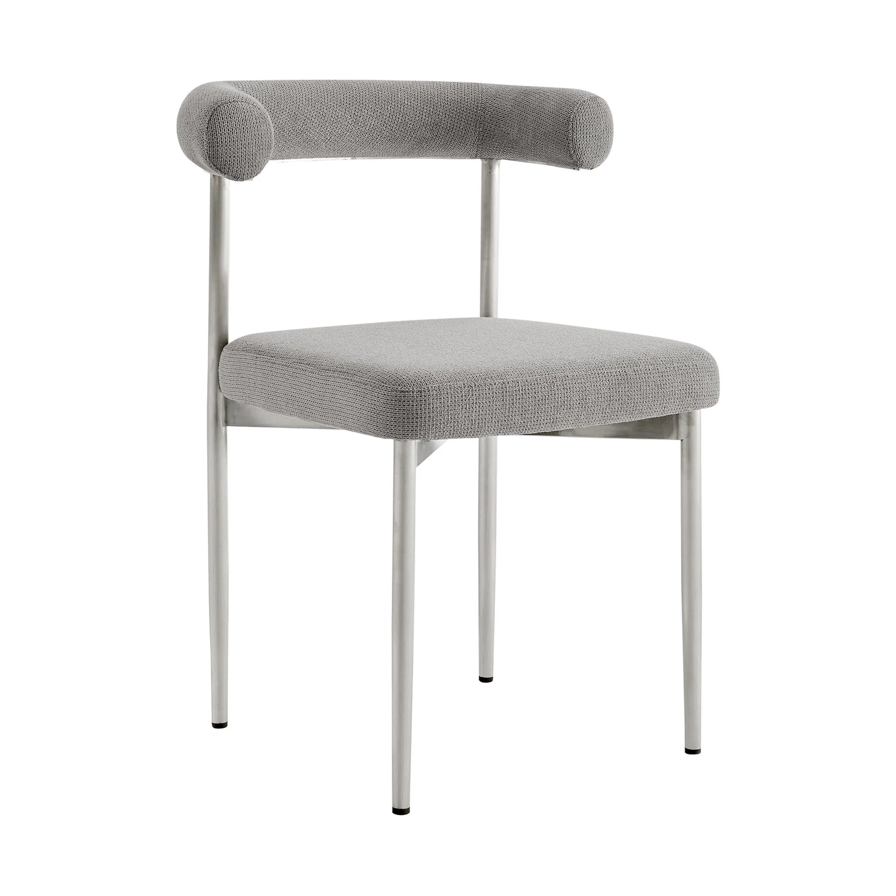 Shannon Dining Chair with Brushed Stainless Steel and Light Gray Fabric - Set of 2 - Image 2