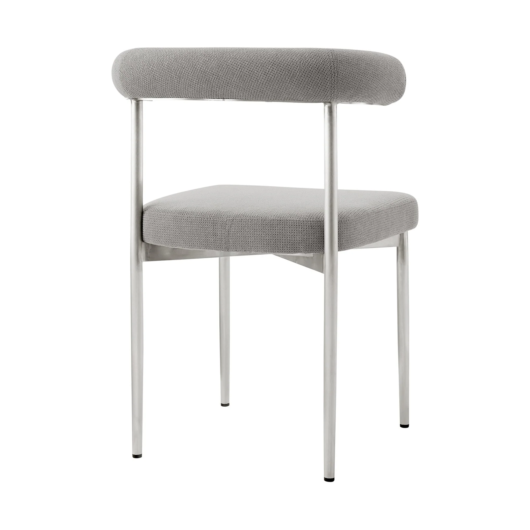 Shannon Dining Chair with Brushed Stainless Steel and Light Gray Fabric - Set of 2 - Image 4