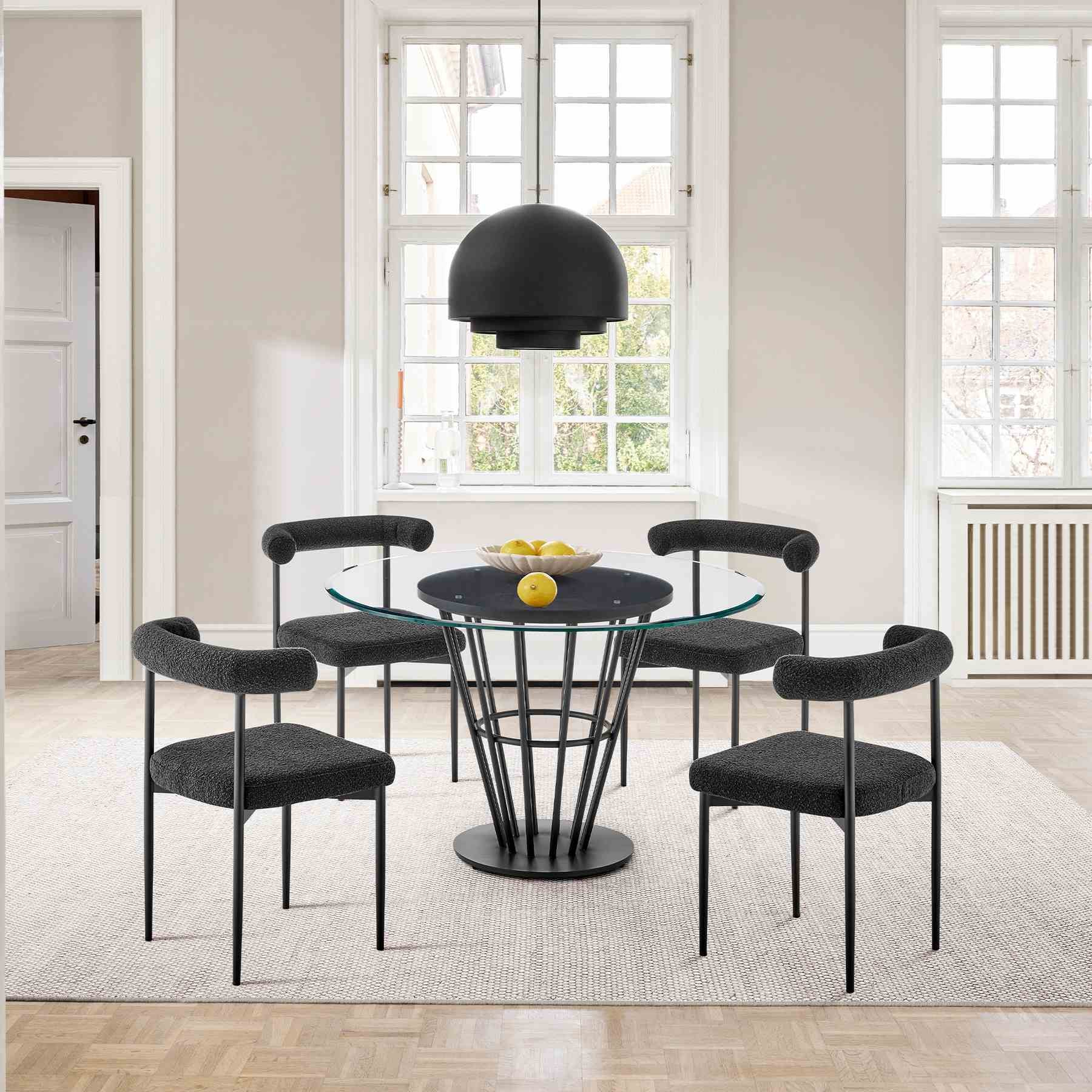 Shannon Dining Chair with Matte Black Iron and Black Fabric - Set of 2 - Image 12