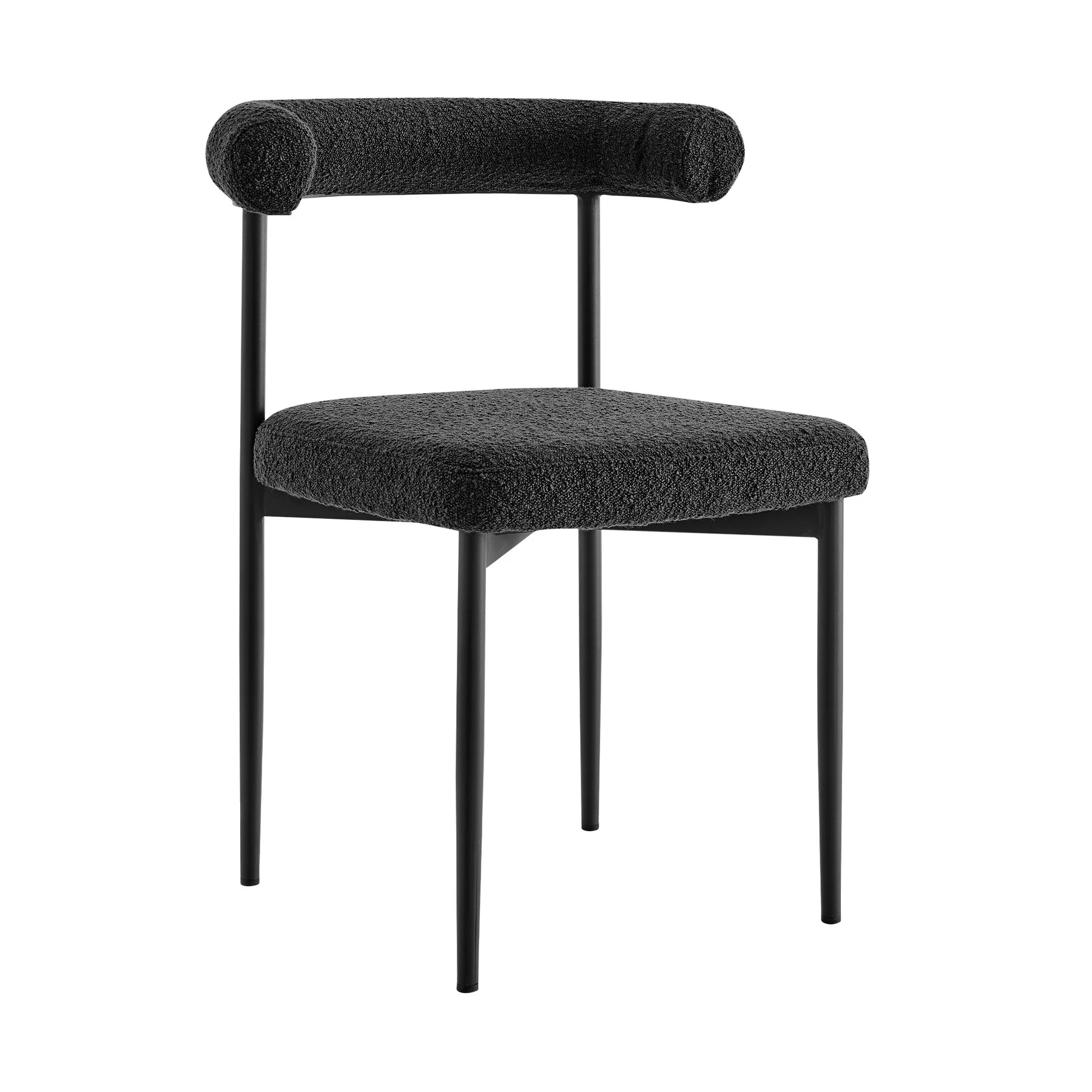 Shannon Dining Chair with Matte Black Iron and Black Fabric - Set of 2 - Image 2