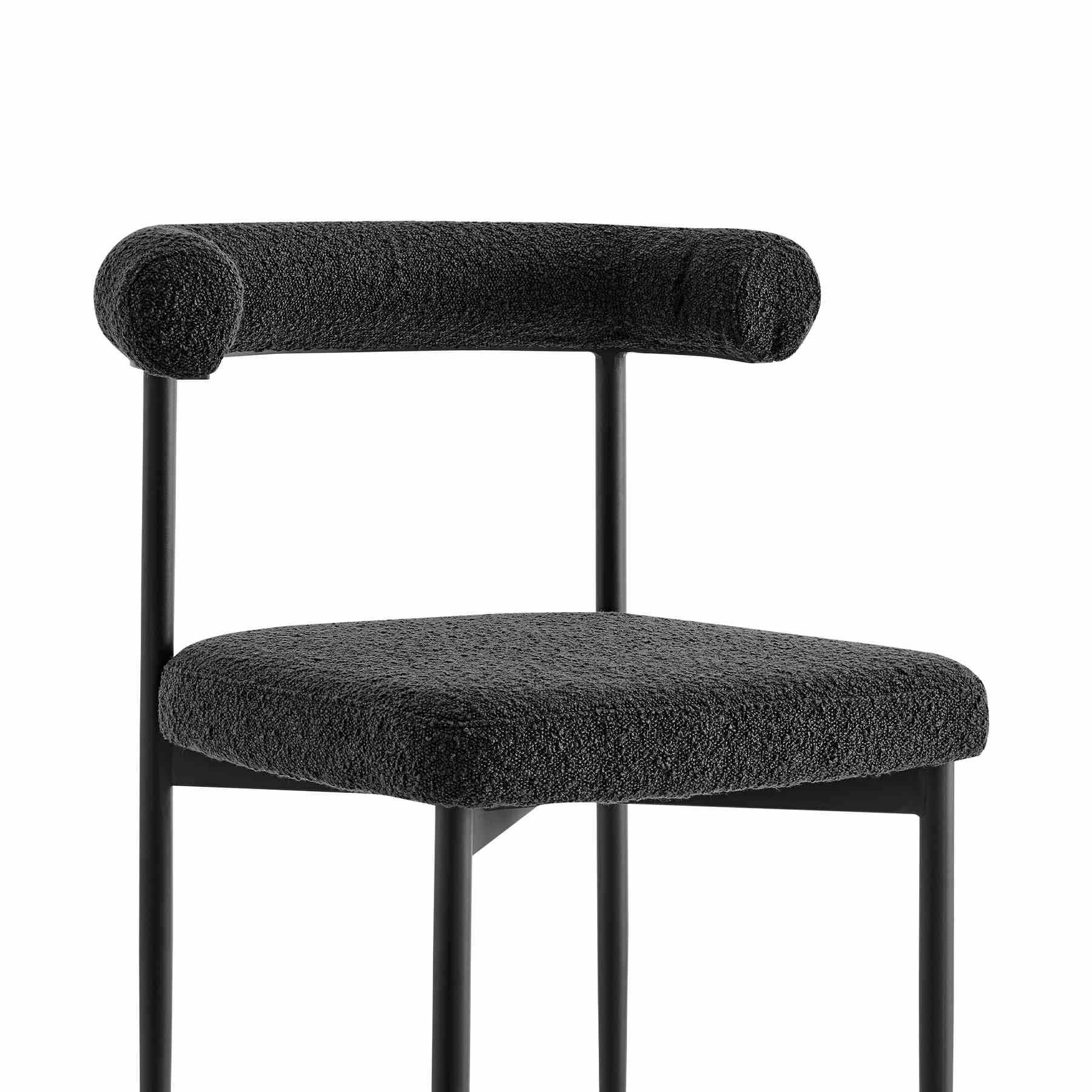Shannon Dining Chair with Matte Black Iron and Black Fabric - Set of 2 - Image 5