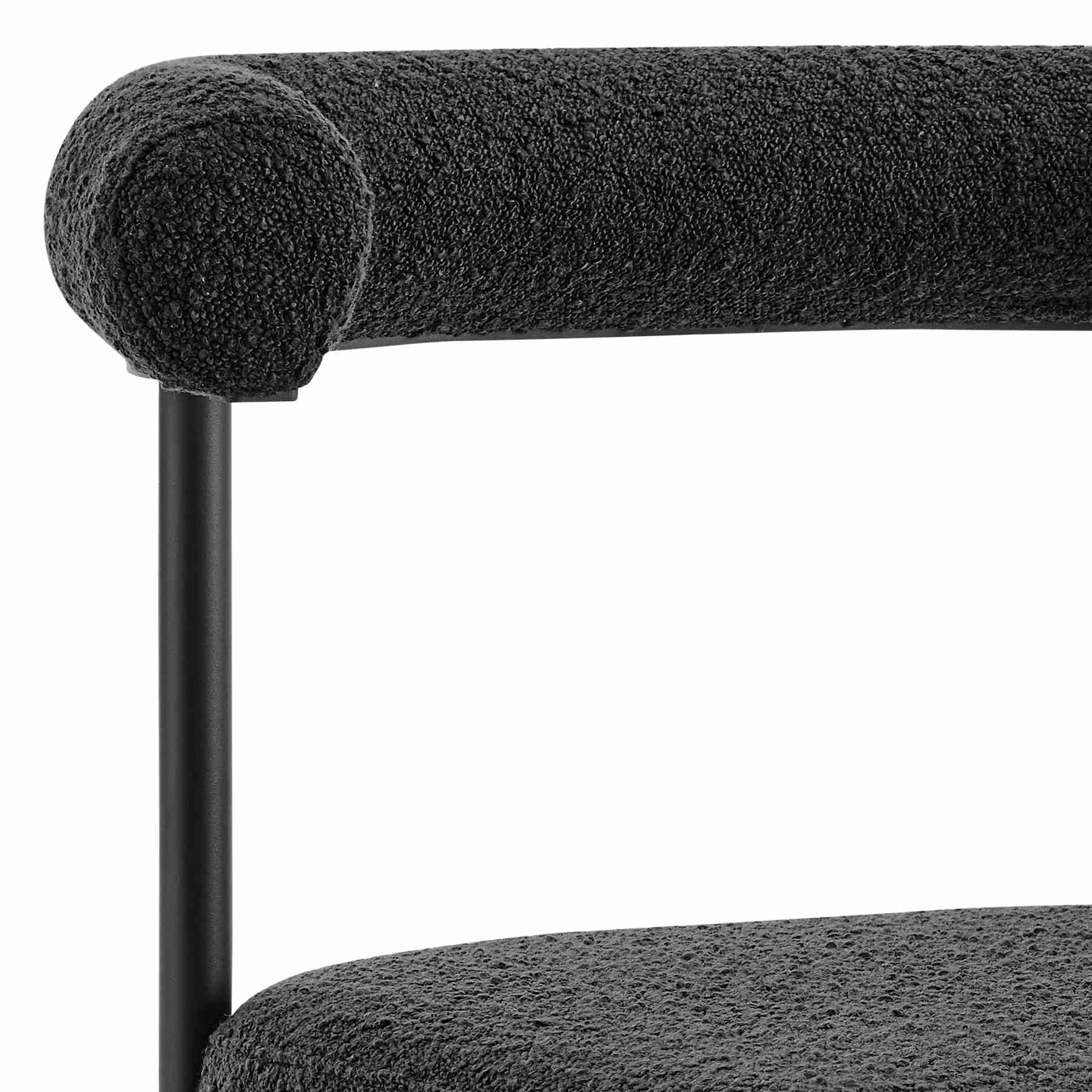Shannon Dining Chair with Matte Black Iron and Black Fabric - Set of 2 - Image 7