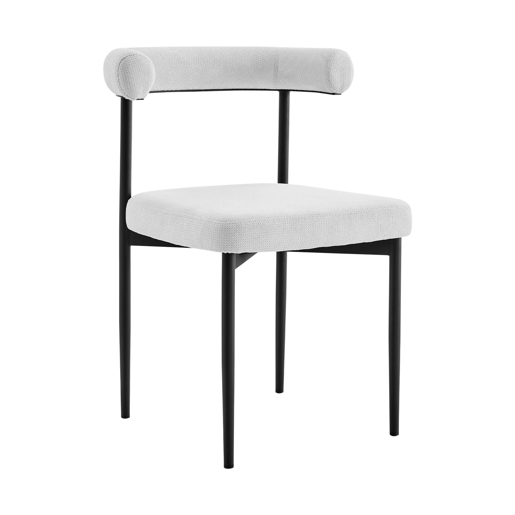Shannon Dining Chair with Matte Black Iron and Cream Fabric - Set of 2 - Image 2