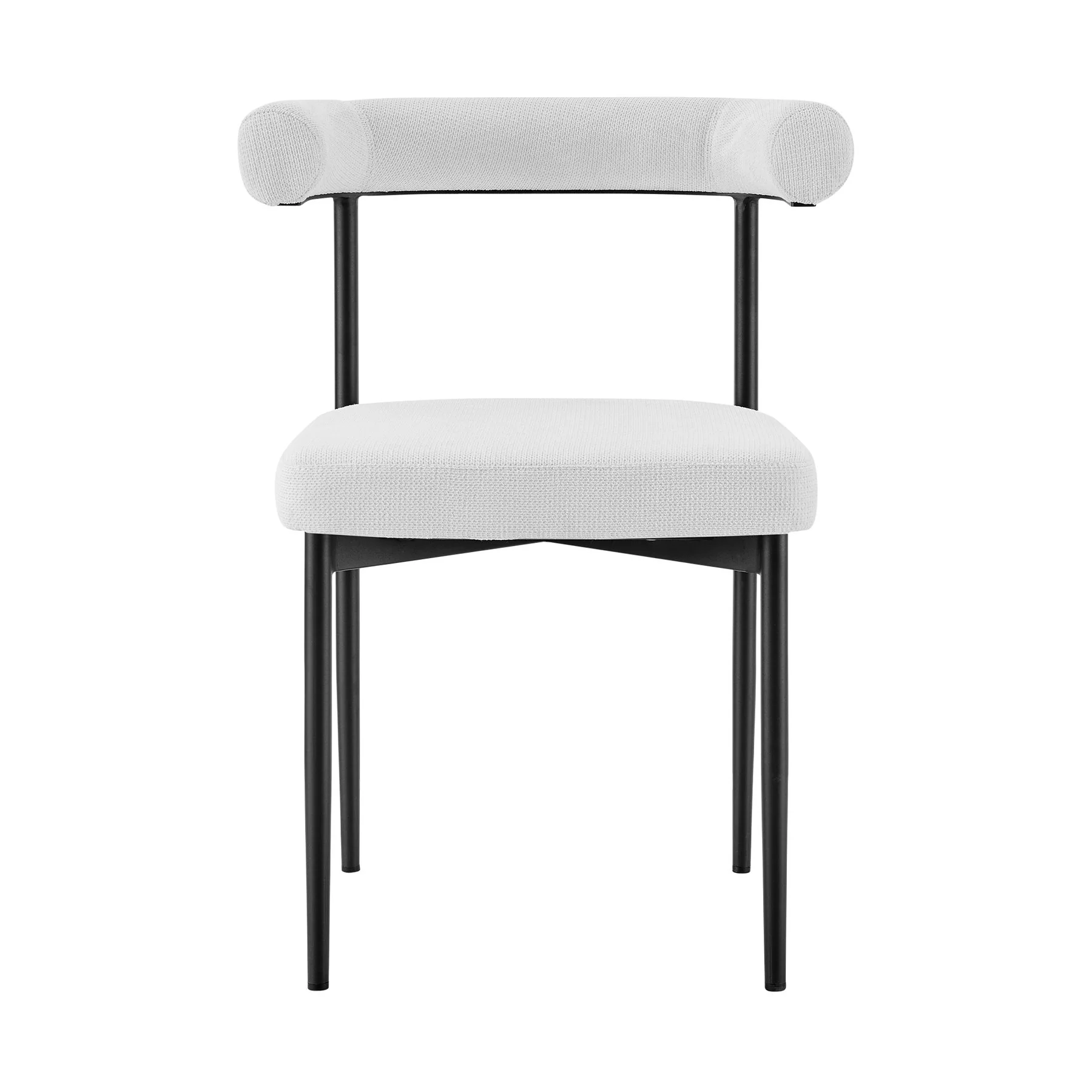 Shannon Dining Chair with Matte Black Iron and Cream Fabric - Set of 2 - Image 3