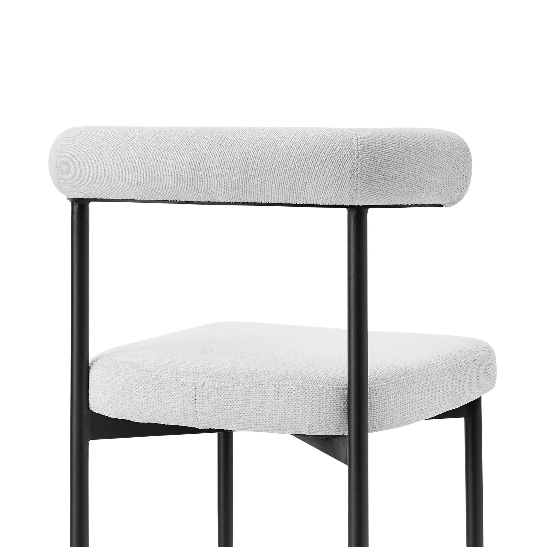 Shannon Dining Chair with Matte Black Iron and Cream Fabric - Set of 2 - Image 6
