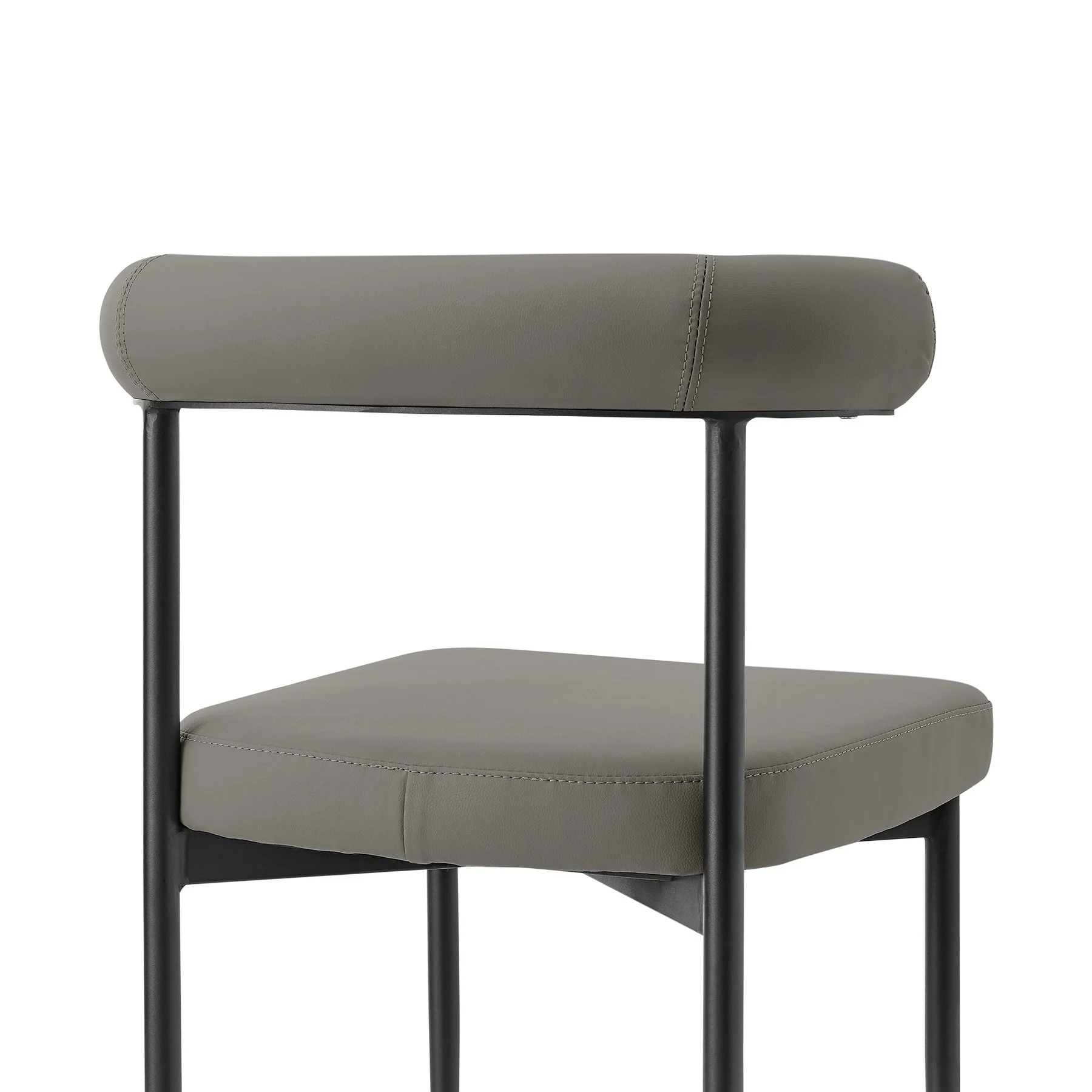Shannon Dining Chair with Matte Black Iron and Light Gray Faux Leather - Set of 2 - Image 6