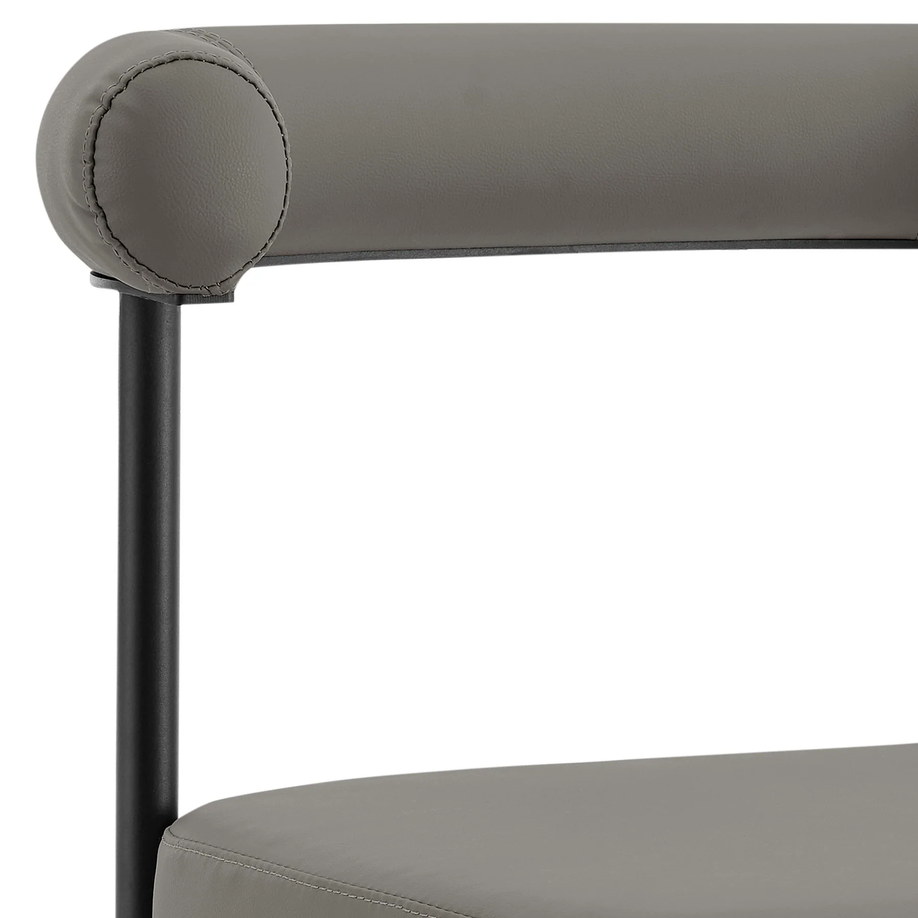 Shannon Dining Chair with Matte Black Iron and Light Gray Faux Leather - Set of 2 - Image 7
