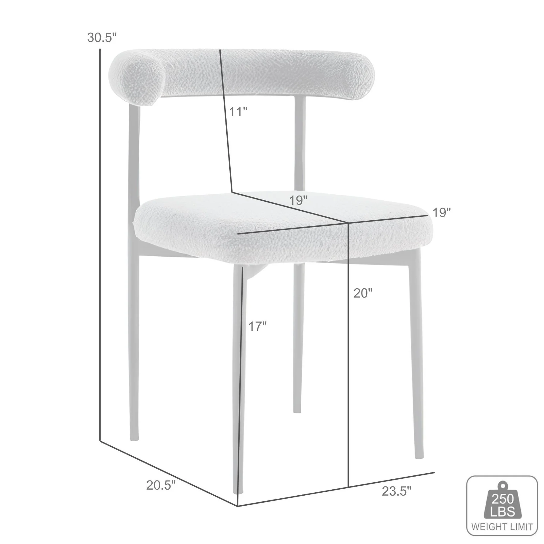 Shannon Dining Chair with Matte Black Iron and Thundercloud Gray Fabric - Set of 2 - Image 10
