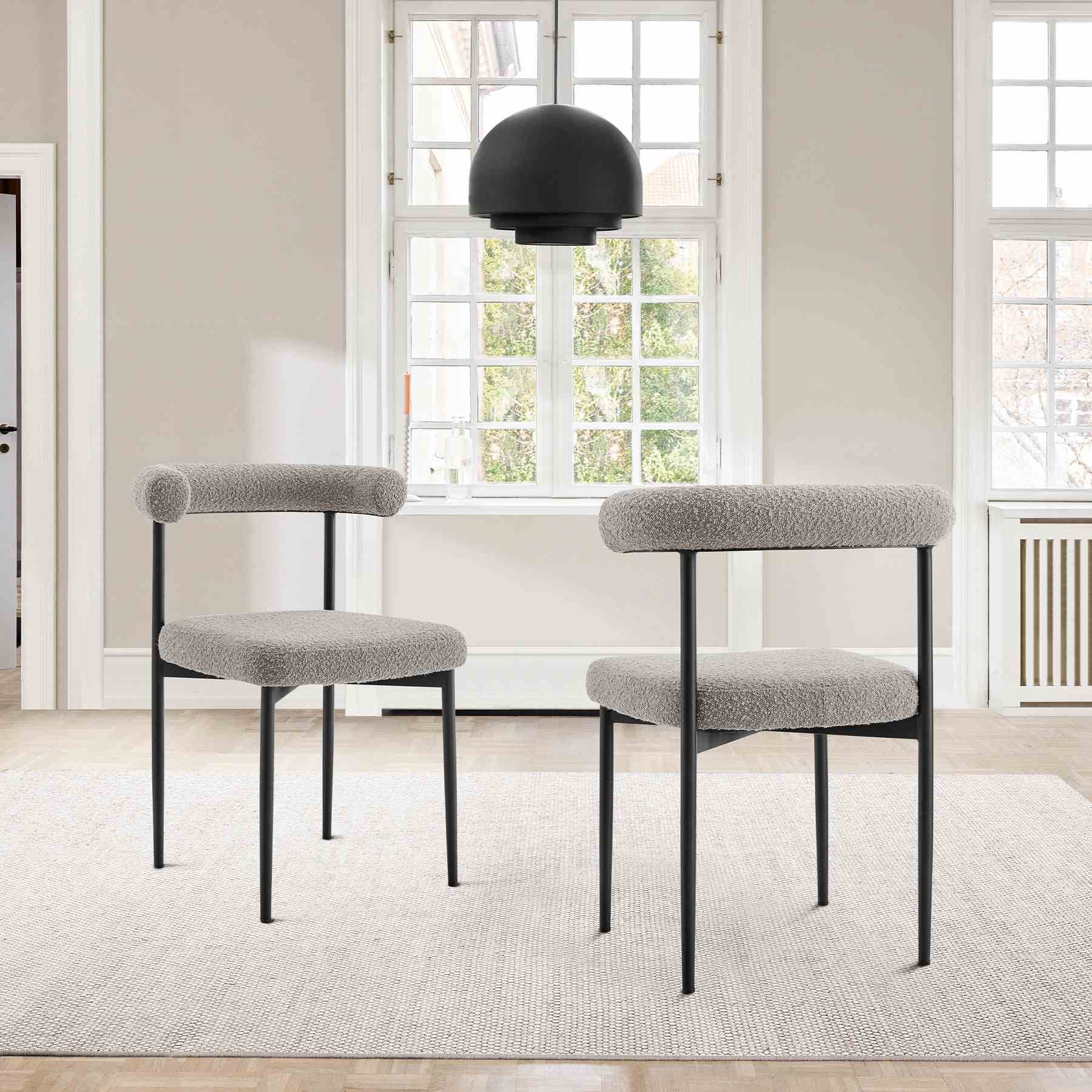 Shannon Dining Chair with Matte Black Iron and Thundercloud Gray Fabric - Set of 2 - Image 11