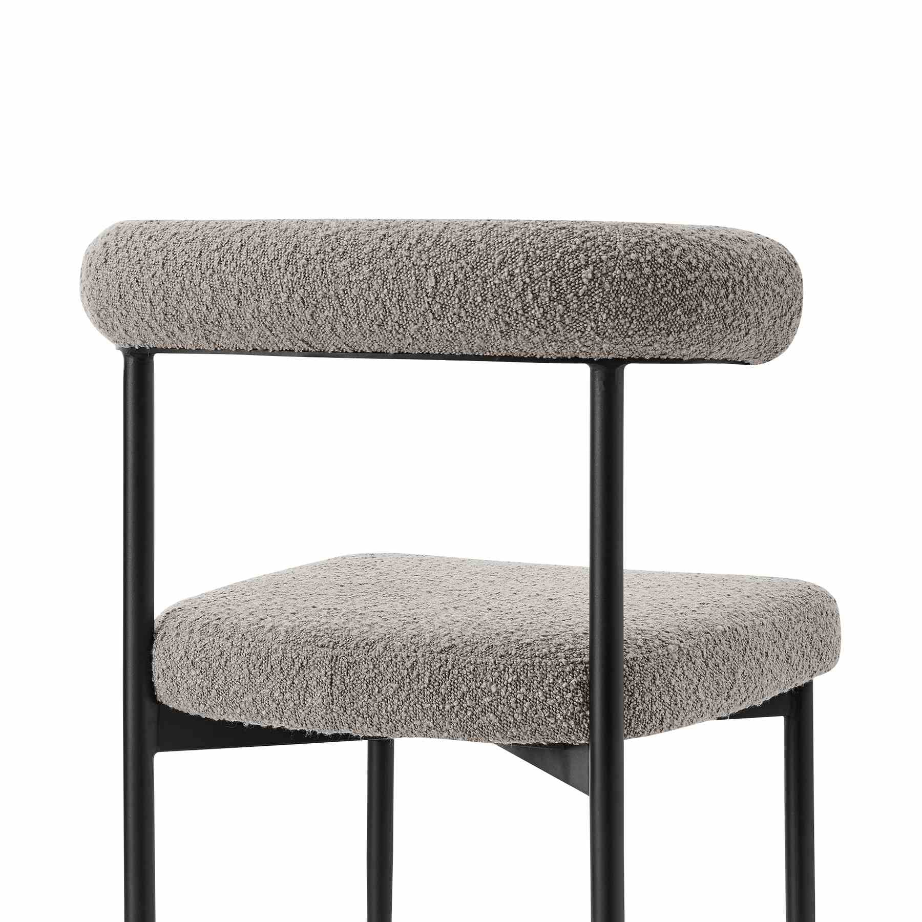 Shannon Dining Chair with Matte Black Iron and Thundercloud Gray Fabric - Set of 2 - Image 6