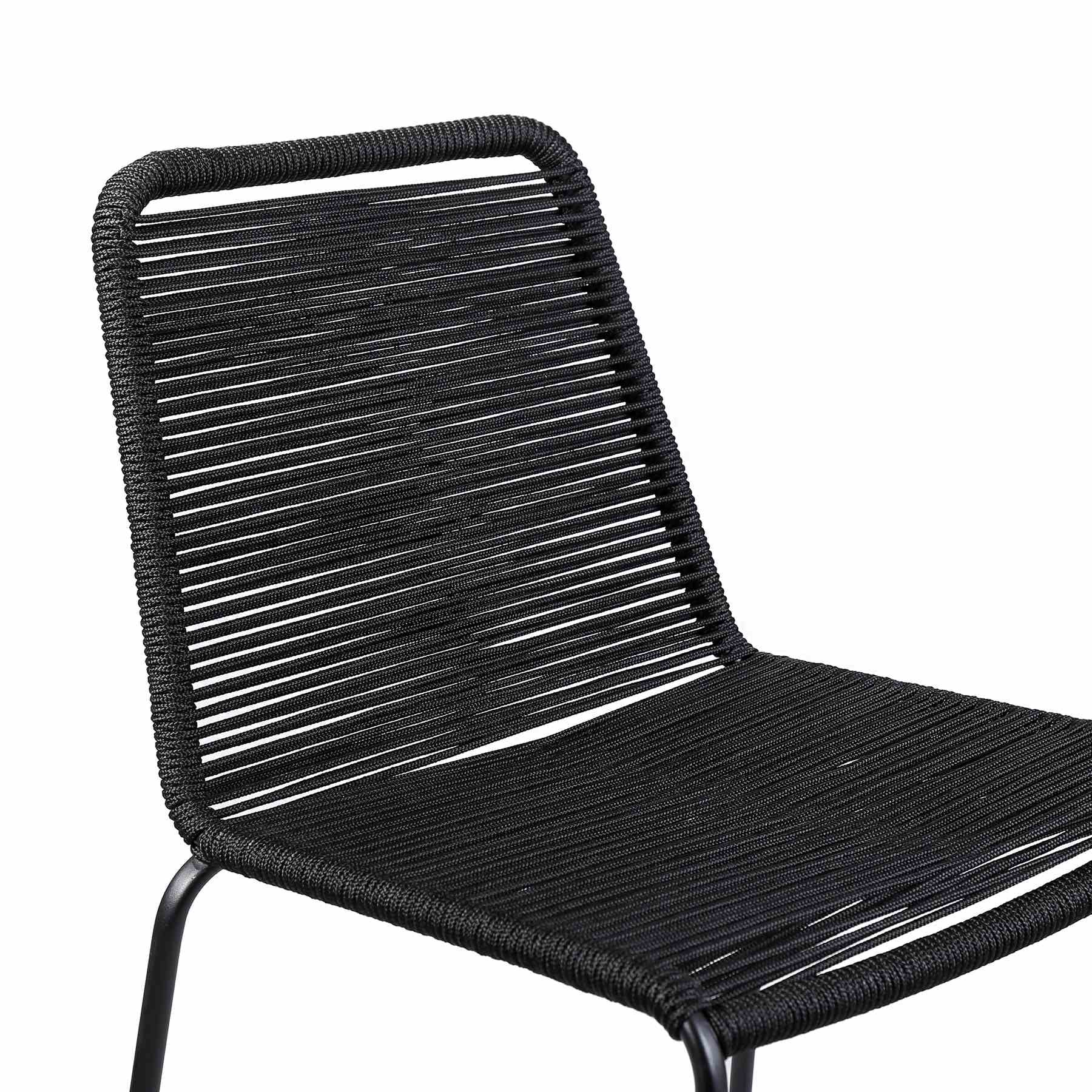 Shasta 26" Outdoor Metal and Black Rope Stackable Counter Stool - Image 3