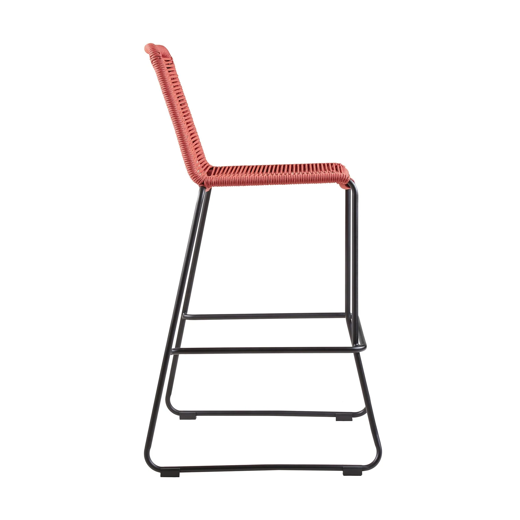Shasta 26" Outdoor Metal and Brick Red Rope Stackable Counter Stool - Set of 2 - Image 3