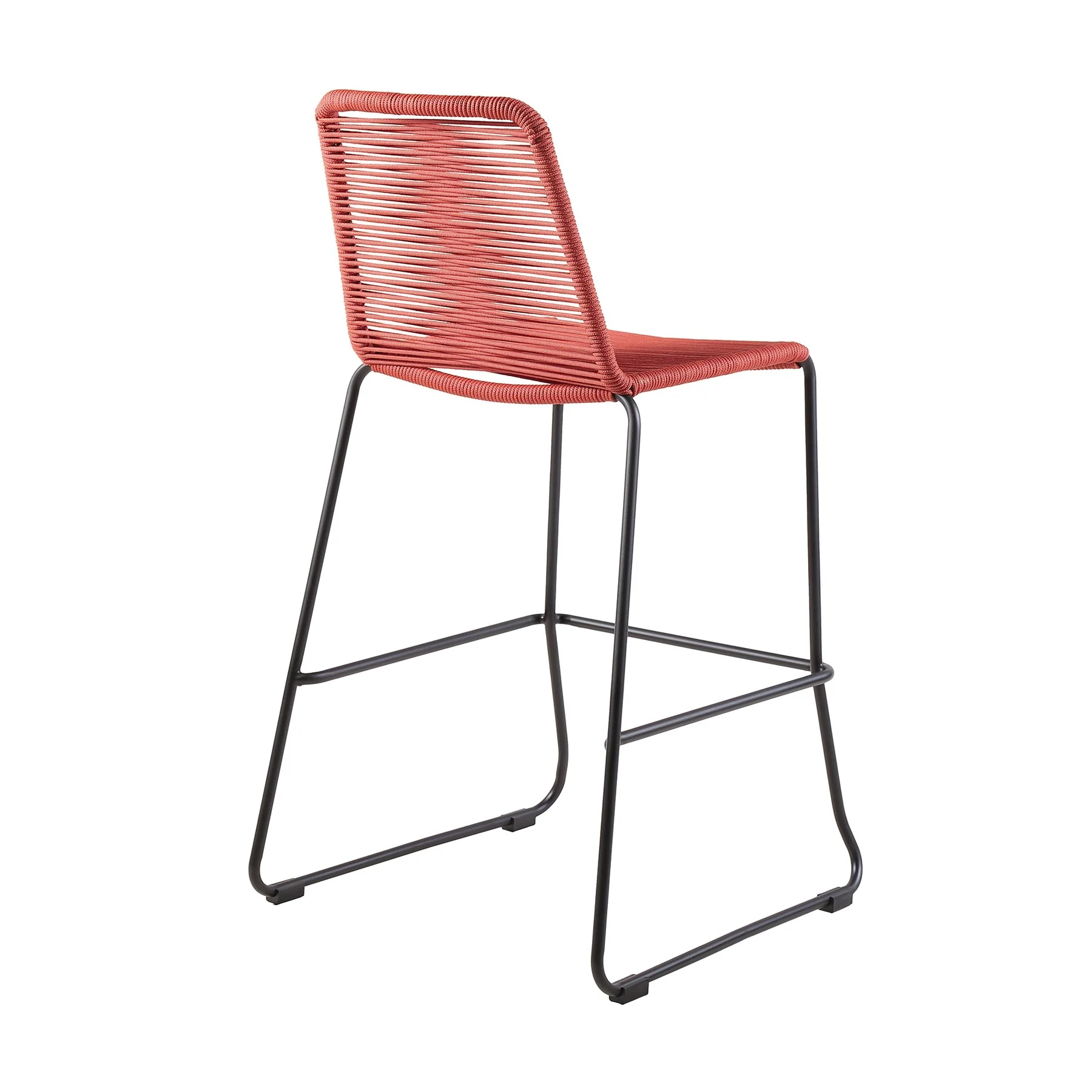 Shasta 26" Outdoor Metal and Brick Red Rope Stackable Counter Stool - Set of 2 - Image 4
