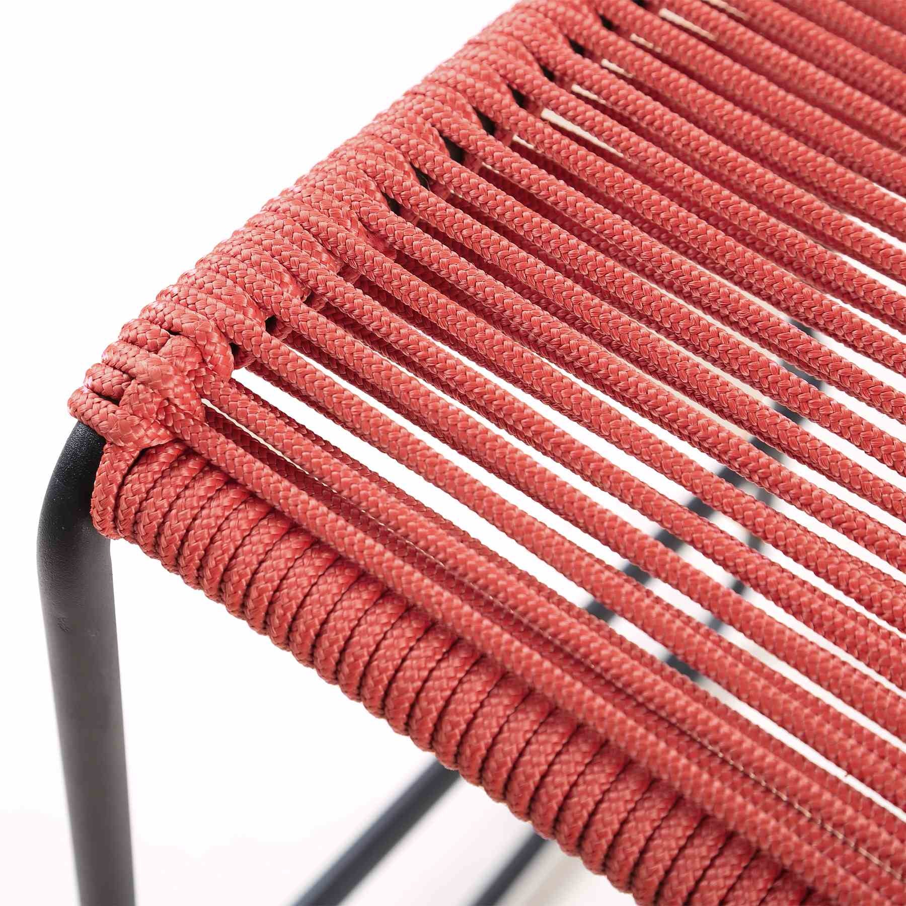 Shasta 26" Outdoor Metal and Brick Red Rope Stackable Counter Stool - Set of 2 - Image 7