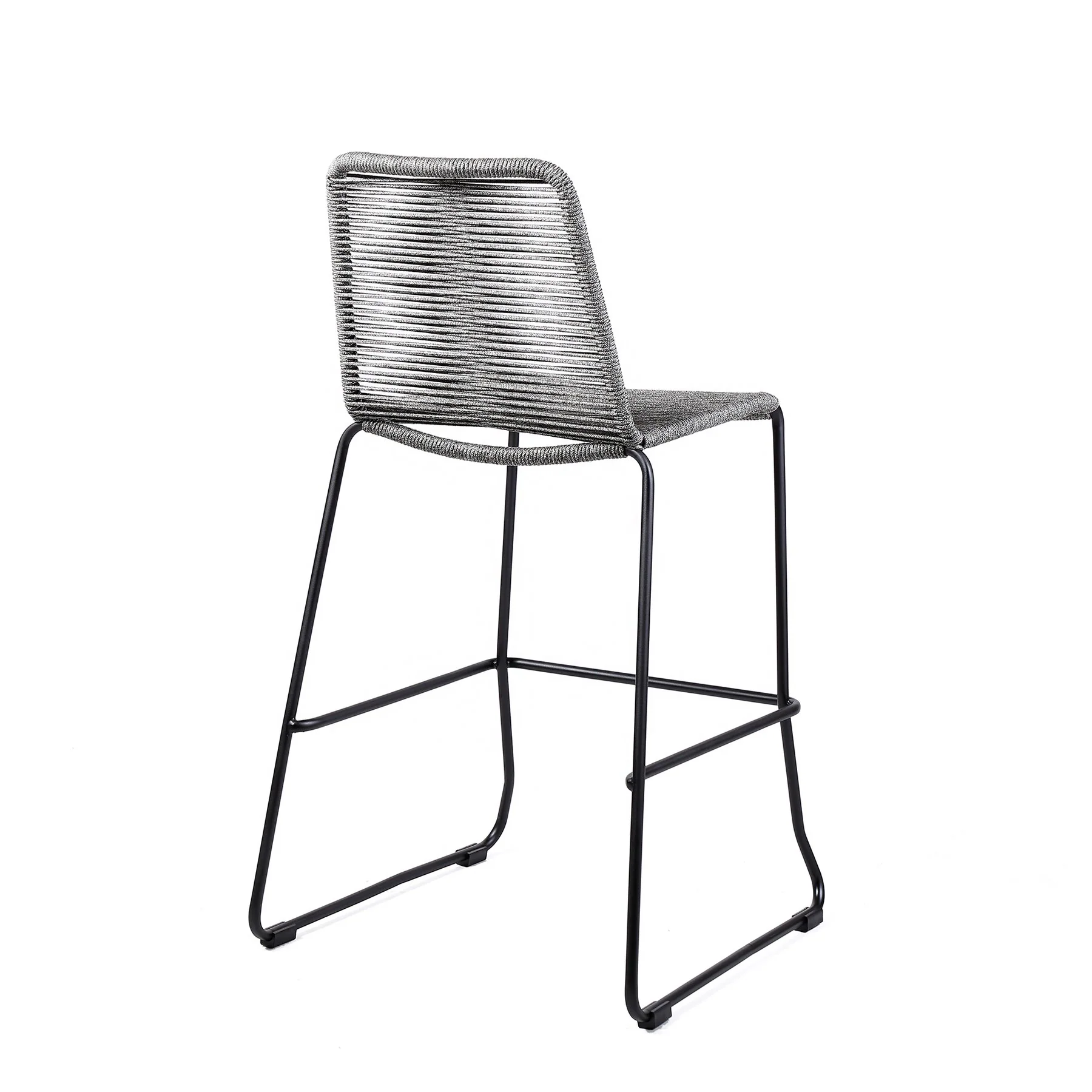 Shasta 26" Outdoor Metal and Gray Rope Stackable Barstool - Set of 2 - Image 3