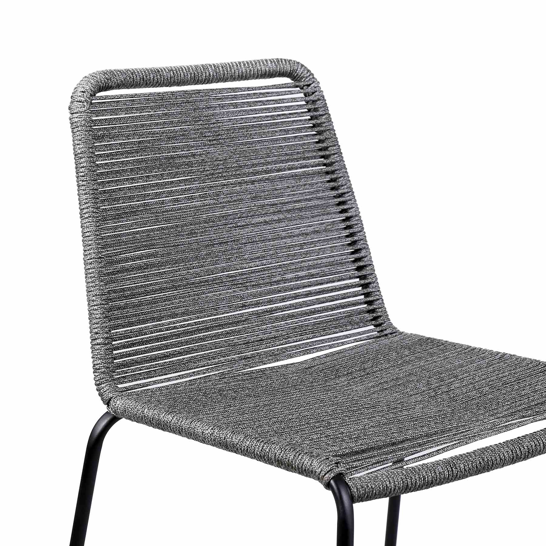 Shasta 26" Outdoor Metal and Gray Rope Stackable Counter Stool - Image 4