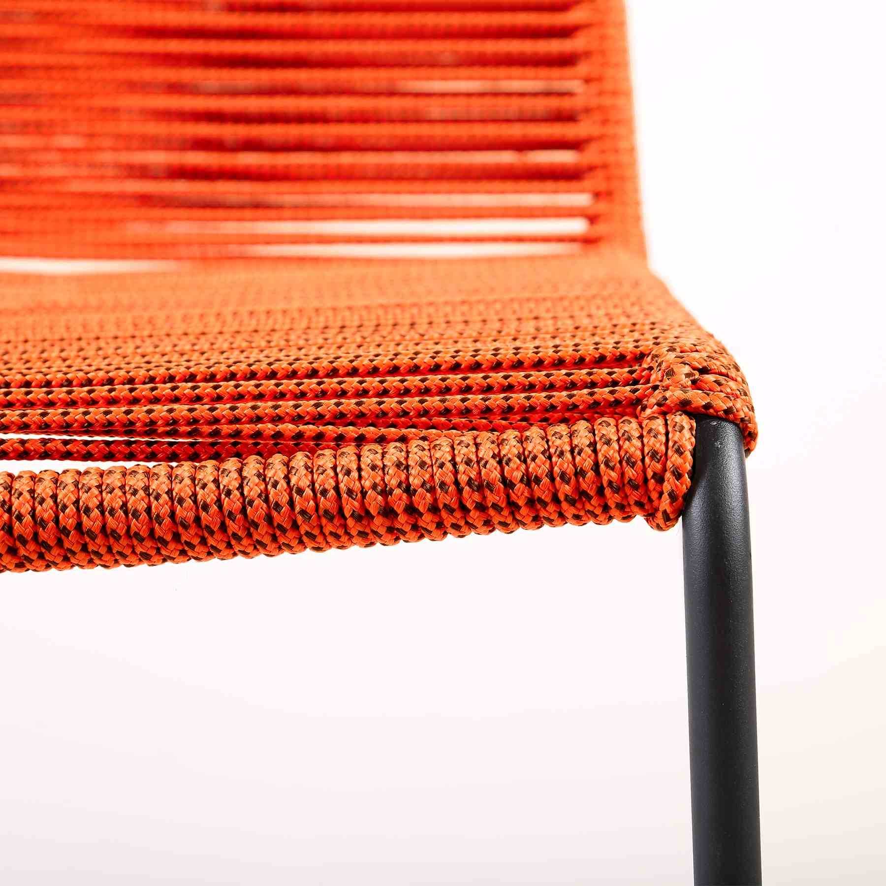 Shasta 26" Outdoor Metal and Tangerine Rope Stackable Counter Stool - Set of 2 - Image 6