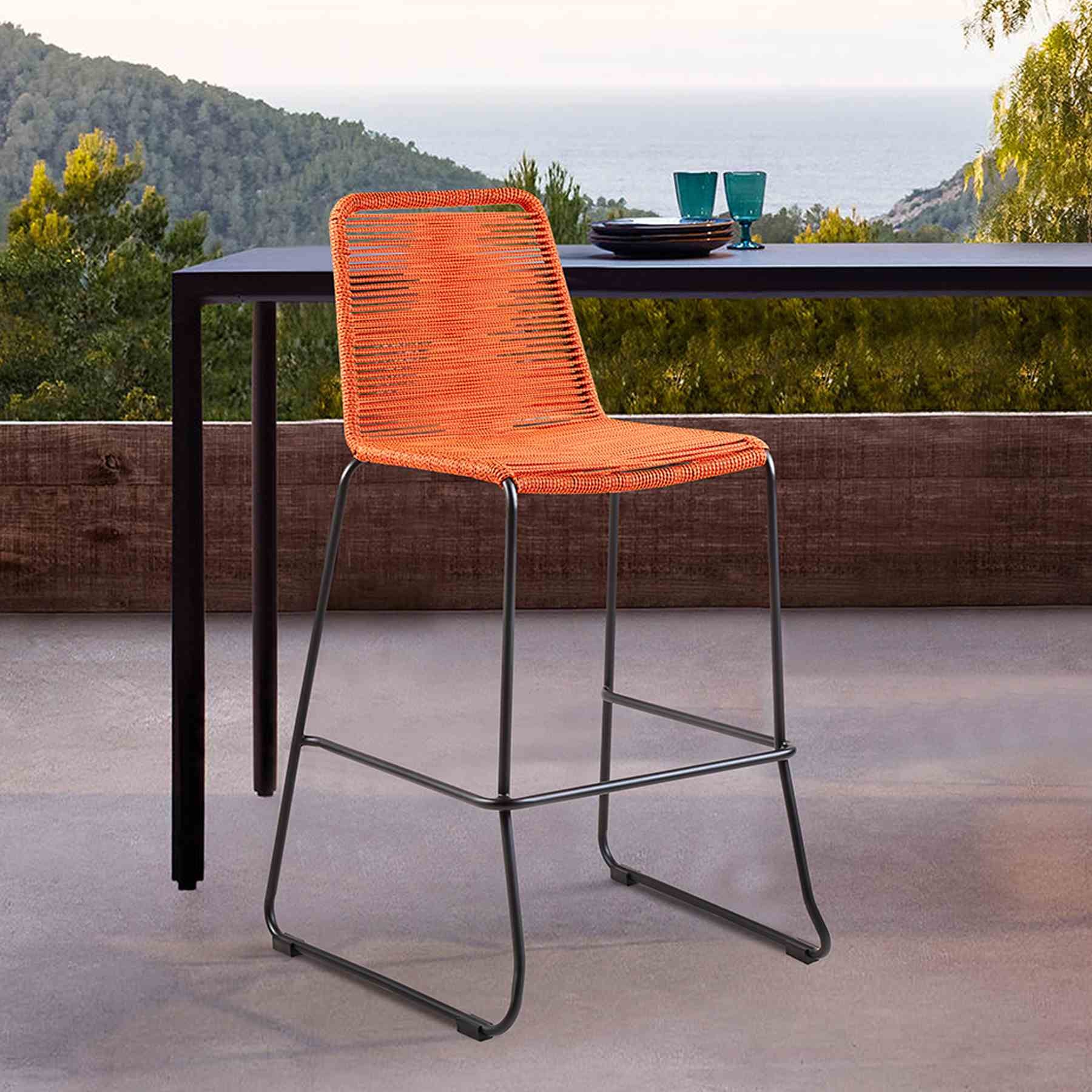 Shasta 30" and 26" Outdoor Metal and Rope Stackable Barstool - Image 7