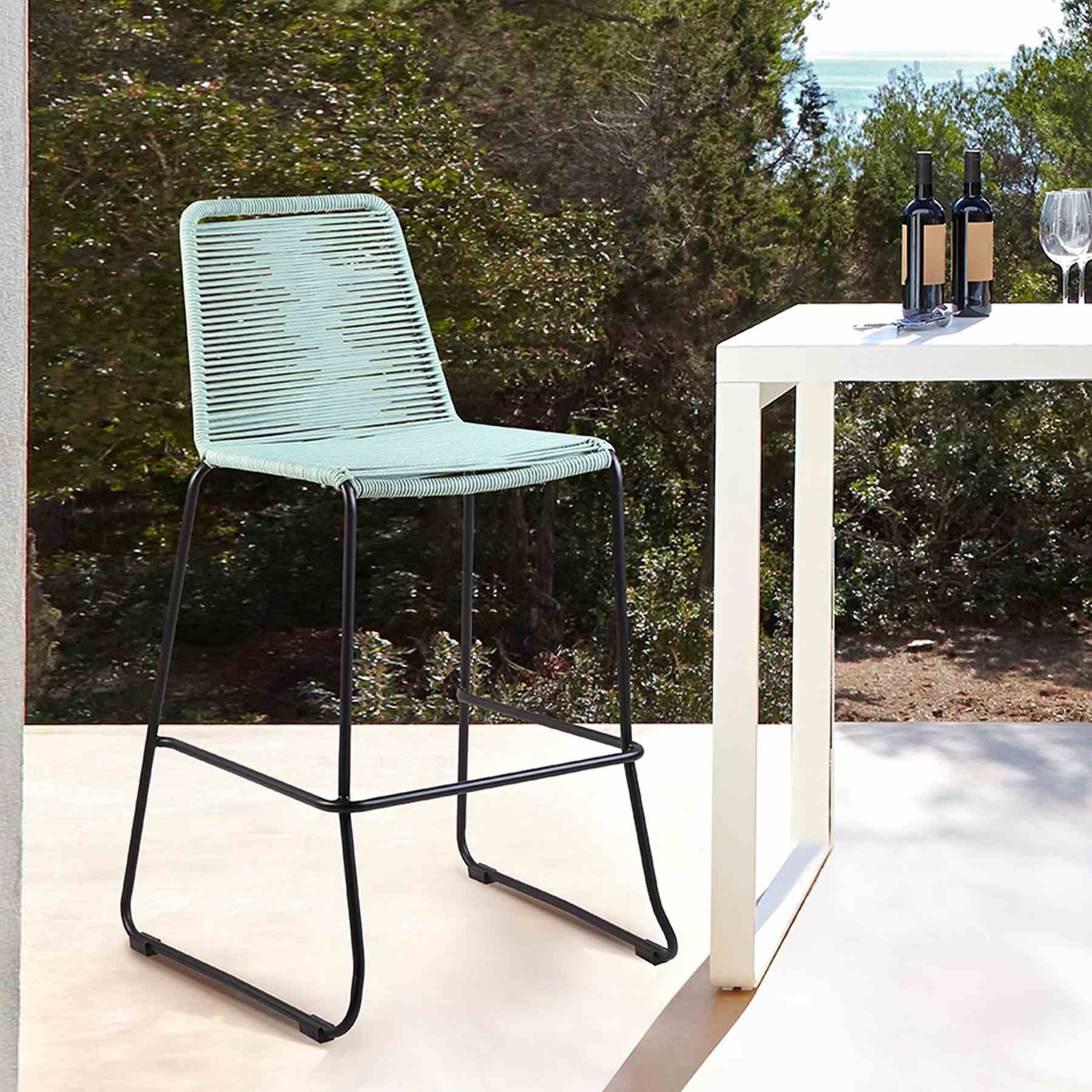 Shasta 30" and 26" Outdoor Metal and Rope Stackable Barstool - Image 8