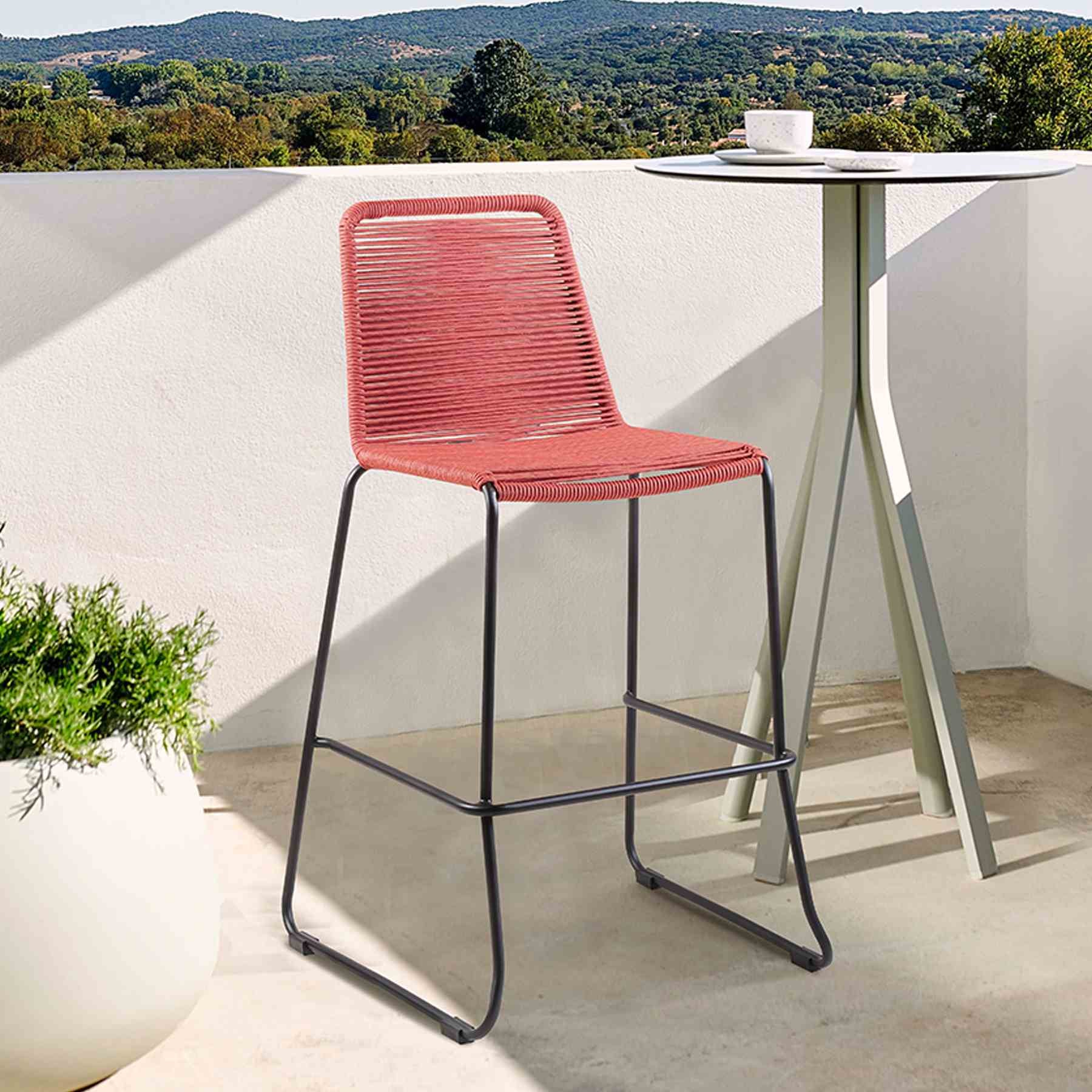 Shasta 30" and 26" Outdoor Metal and Rope Stackable Barstool - Image 7