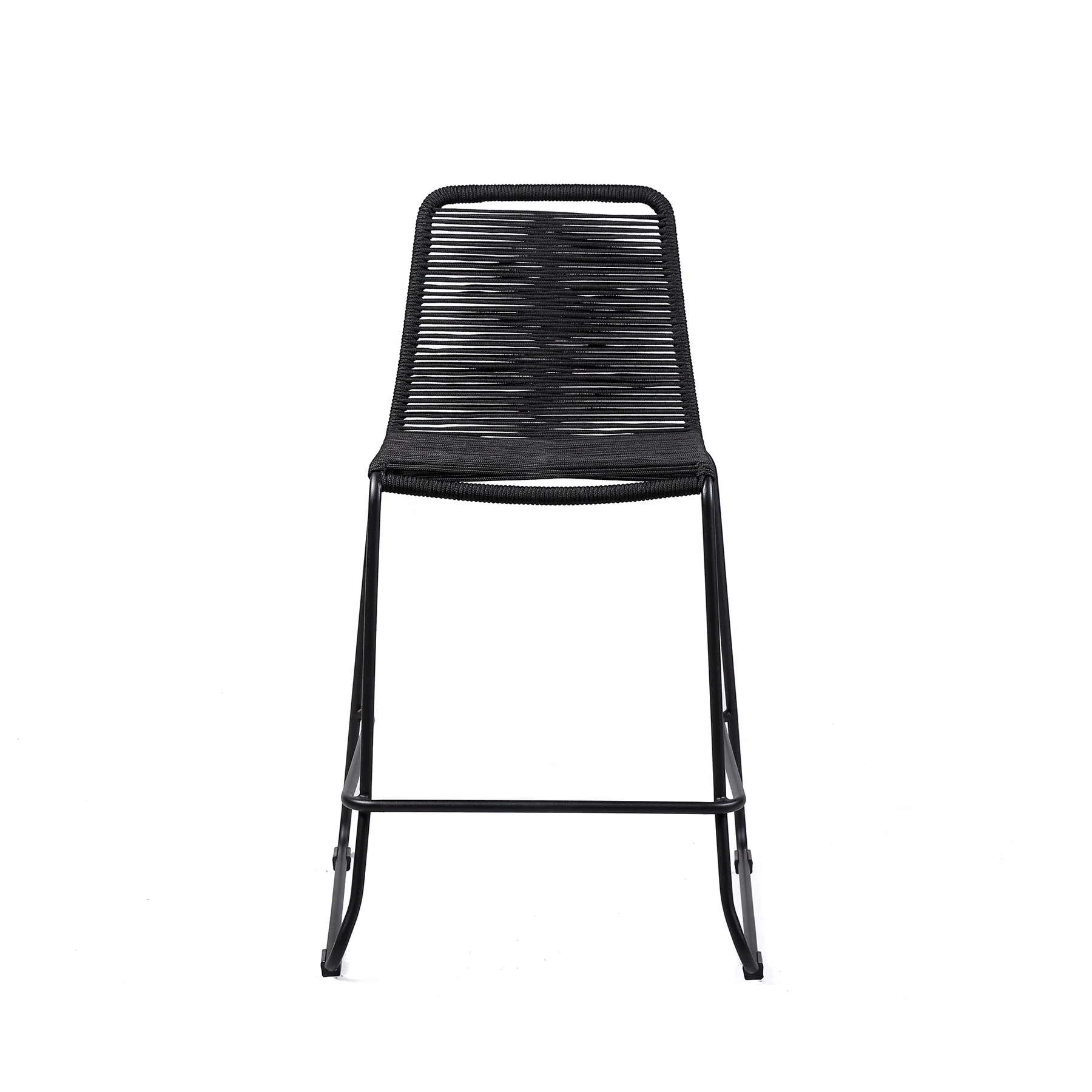 Shasta 30" Outdoor Metal and Black Rope Stackable Barstool - Image 2