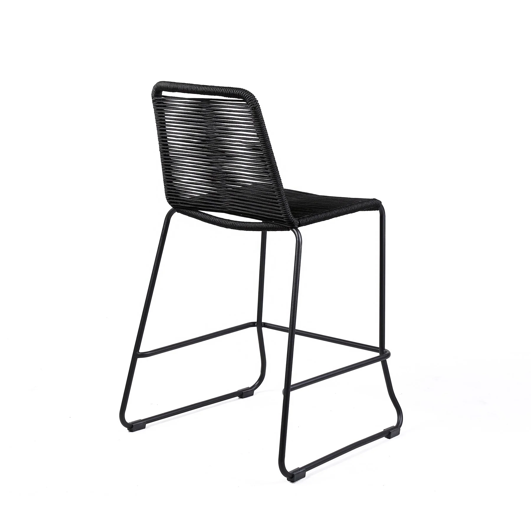 Shasta 30" Outdoor Metal and Black Rope Stackable Barstool - Set of 2 - Image 3