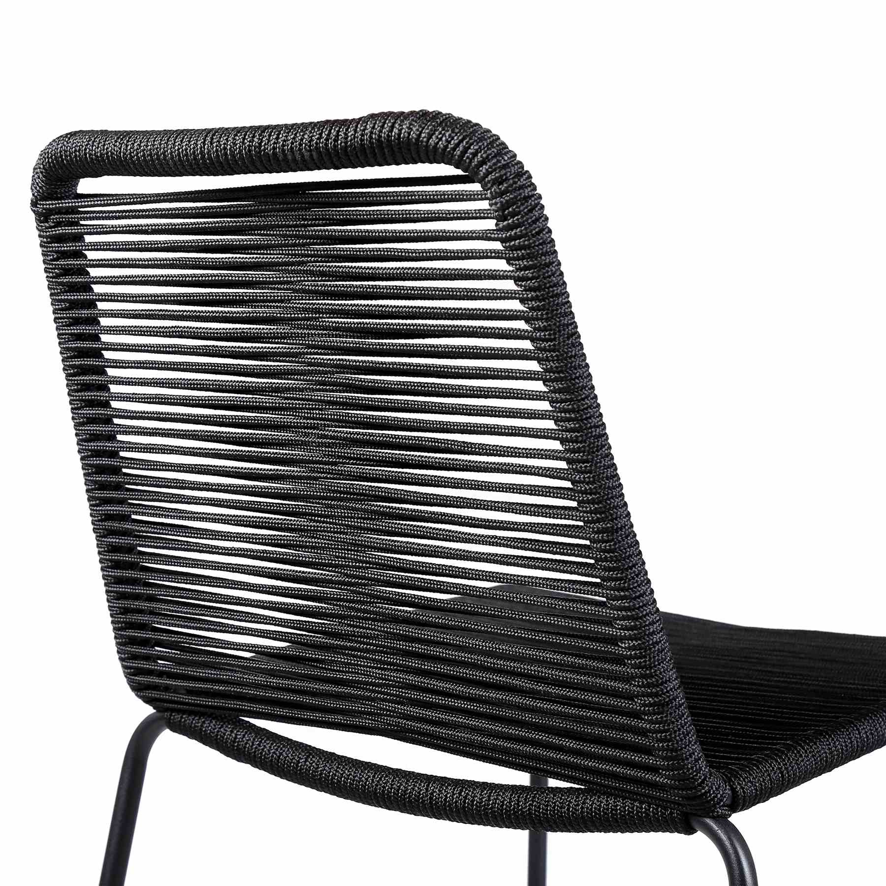 Shasta 30" Outdoor Metal and Black Rope Stackable Barstool - Set of 2 - Image 5