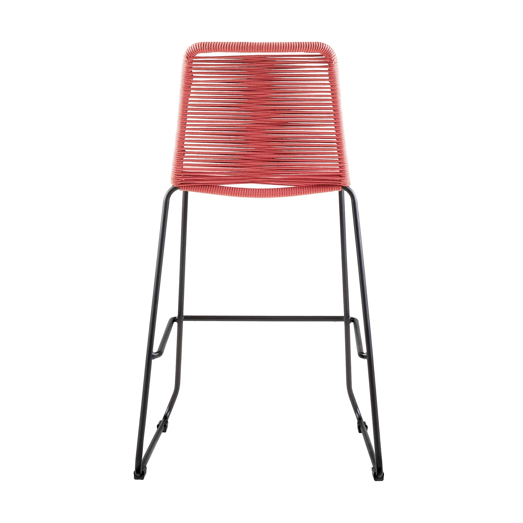 Shasta 30" Outdoor Metal and Brick Red Rope Stackable Barstool - Set of 2 - Image 5