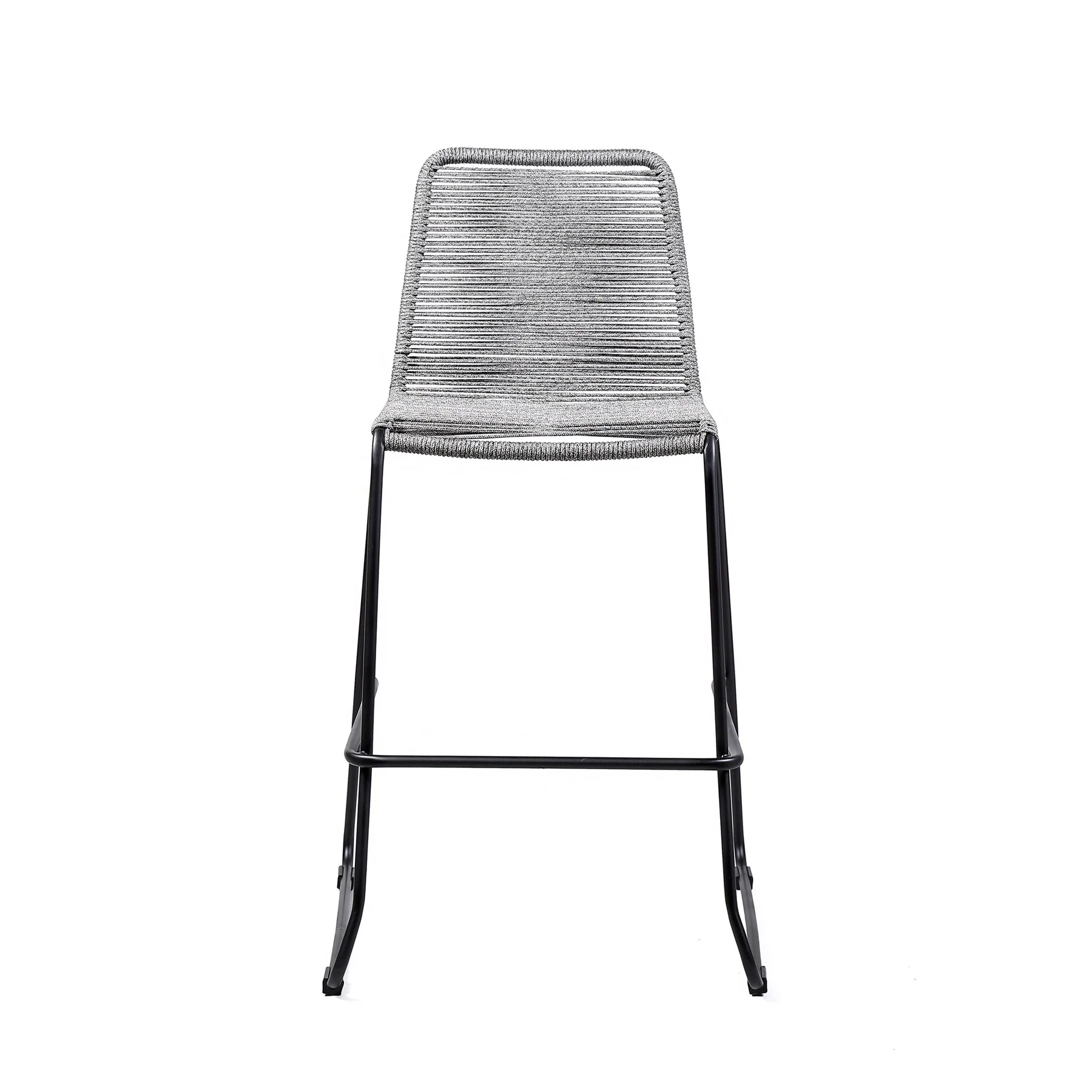 Shasta 30" Outdoor Metal and Gray Rope Stackable Barstool - Image 2