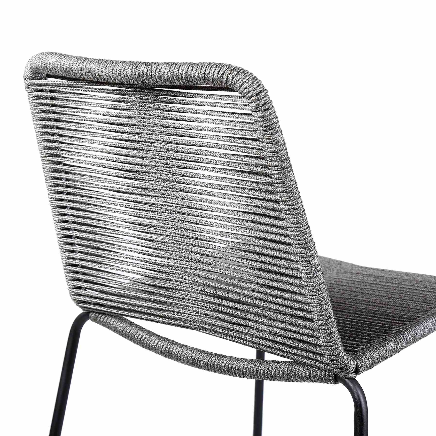 Shasta 30" Outdoor Metal and Gray Rope Stackable Barstool - Set of 2 - Image 5