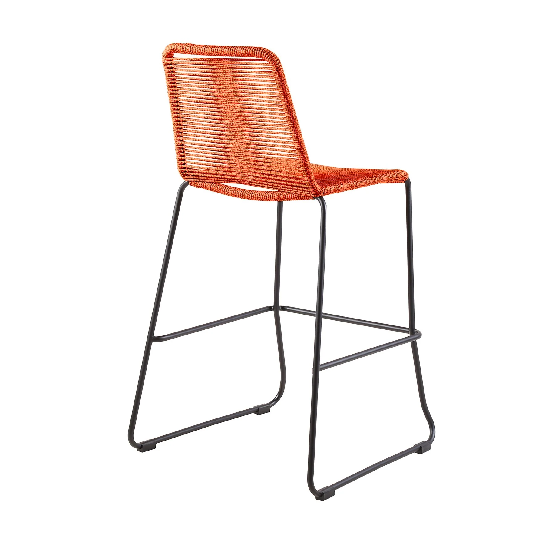 Shasta 30" Outdoor Metal and Tangerine Rope Stackable Barstool - Set of 2 - Image 4
