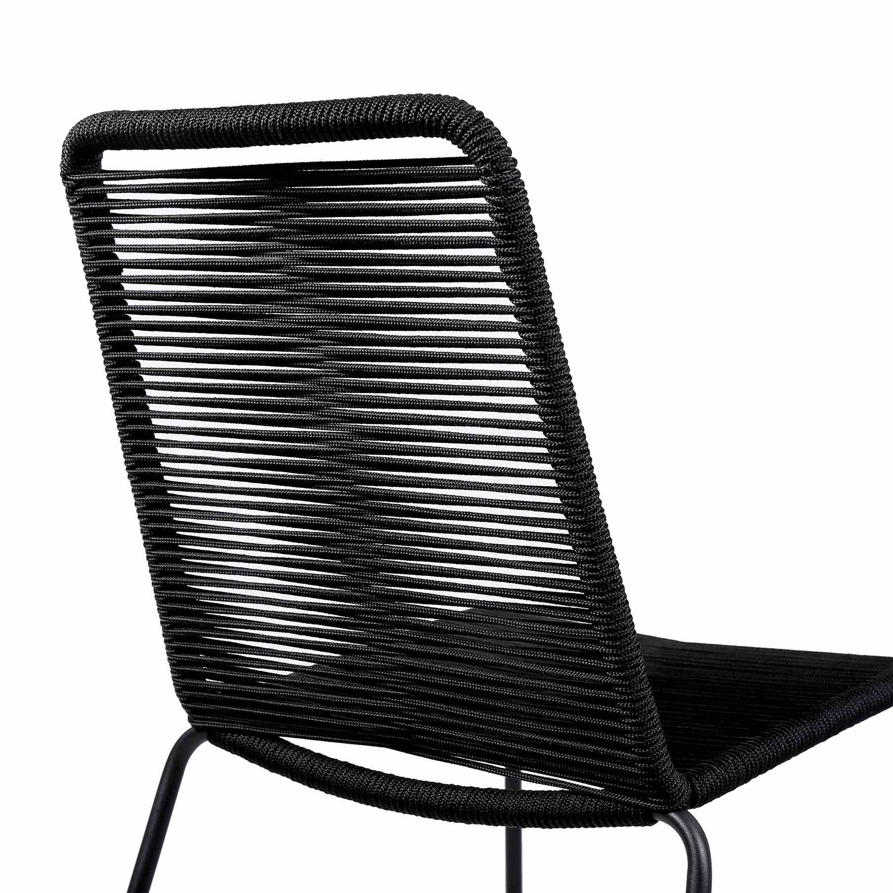 Shasta Outdoor Metal and Black Rope Stackable Dining Chair - Set of 2 - Image 6
