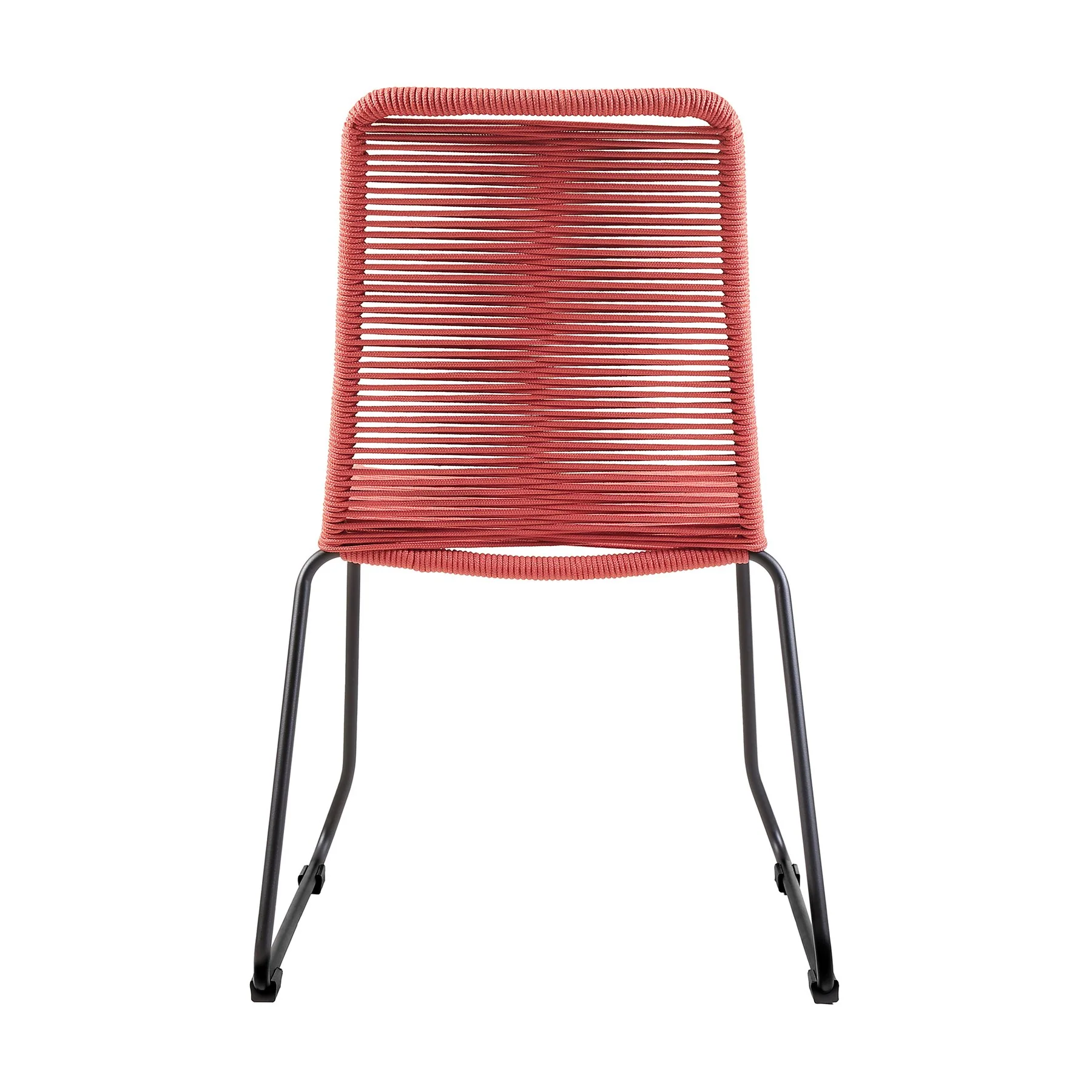 Shasta Outdoor Metal and Brick Red Rope Stackable Dining Chair - Set of 2 - Image 4