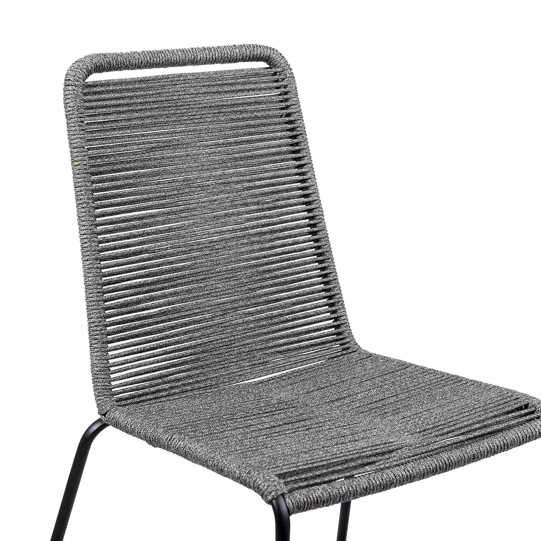 Shasta Outdoor Metal and Gray Rope Stackable Dining Chair - Set of 2 - Image 5