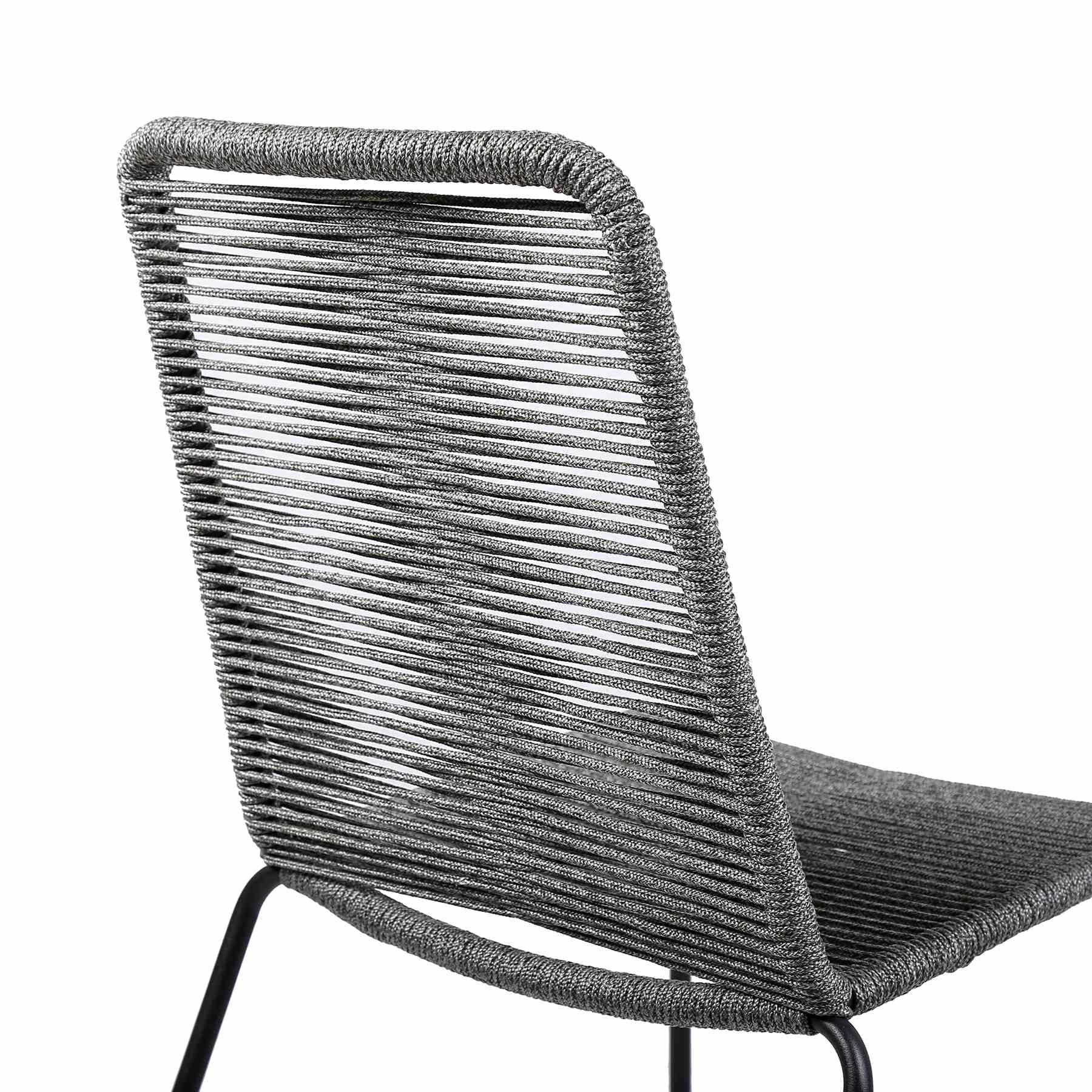 Shasta Outdoor Metal and Gray Rope Stackable Dining Chair - Set of 2 - Image 6